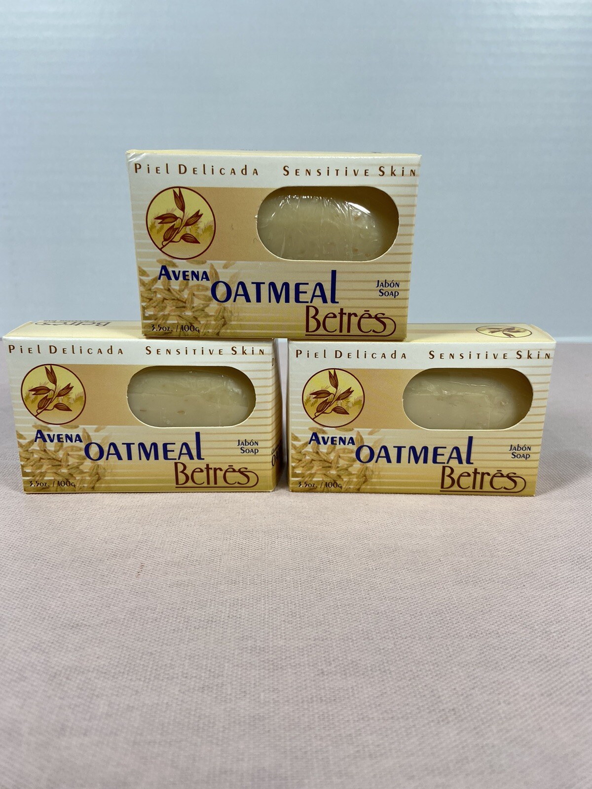 Lot Of 3 Avena Betres: Oatmeal Jabon Soap, 3.50 oz Cleansing Bar. Sensitive Skin
