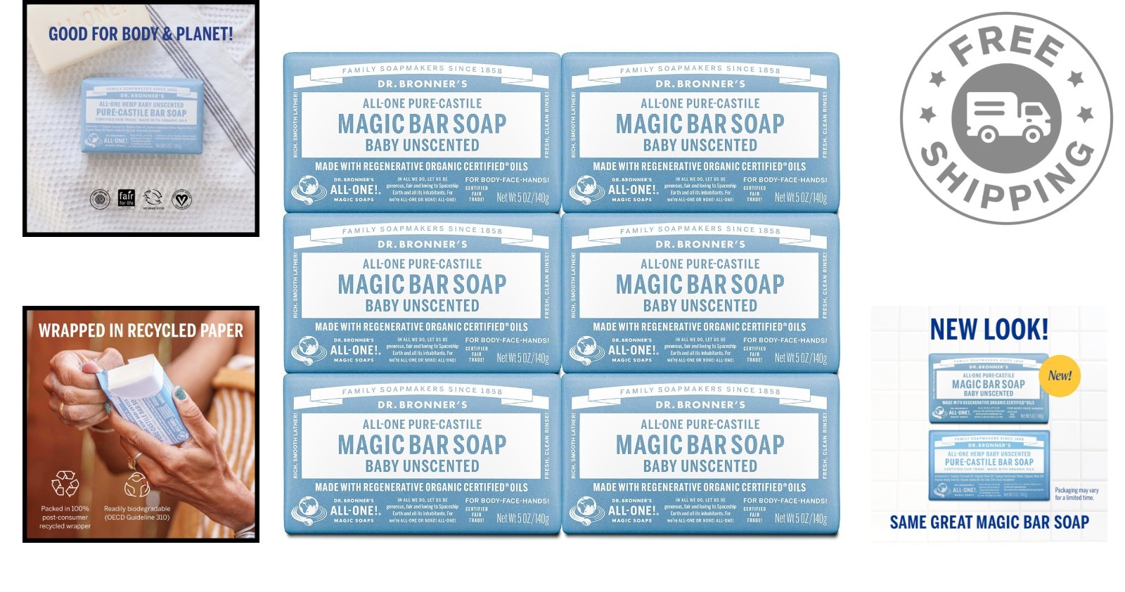Organic Unscented Baby Soap Bars – 5 oz, 6-Pack Pure-Castile for Soft Skin