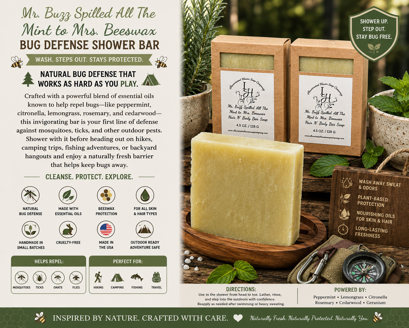Handmade Artisan Soap Bar Natural Bath Soap Shea Butter USA Made Moisturizing