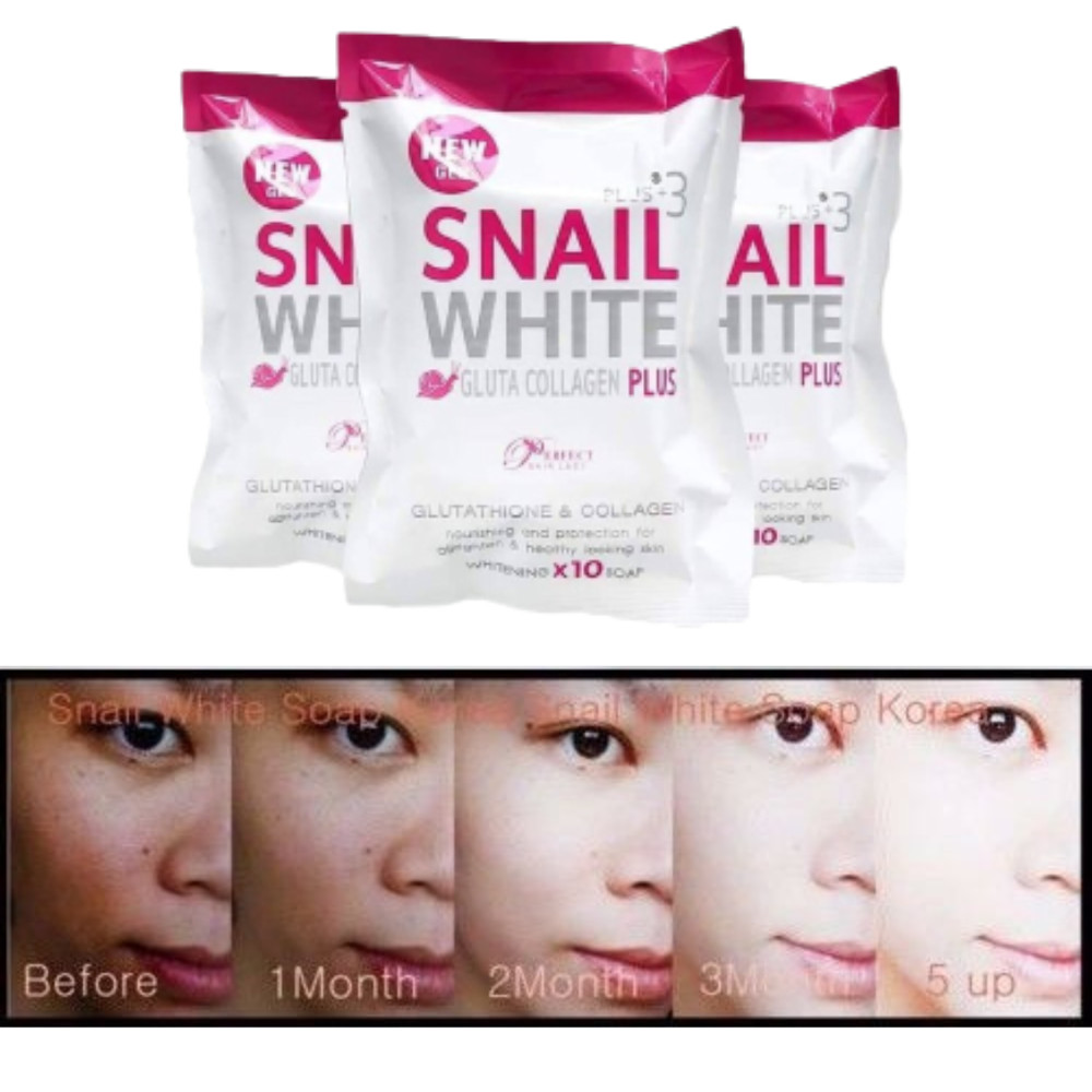 NEW SNAIL WHITE SOAP 80 G. X 6 GLUTATHIONE X 10 WHITENING REDUCE ACNE ANTI AGING