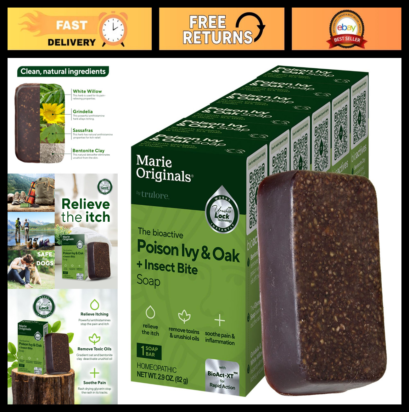 All-Natural Poison Ivy Soap Bar | Anti-Itch Cleanser for Rashes | 6 Bars (2.9 oz