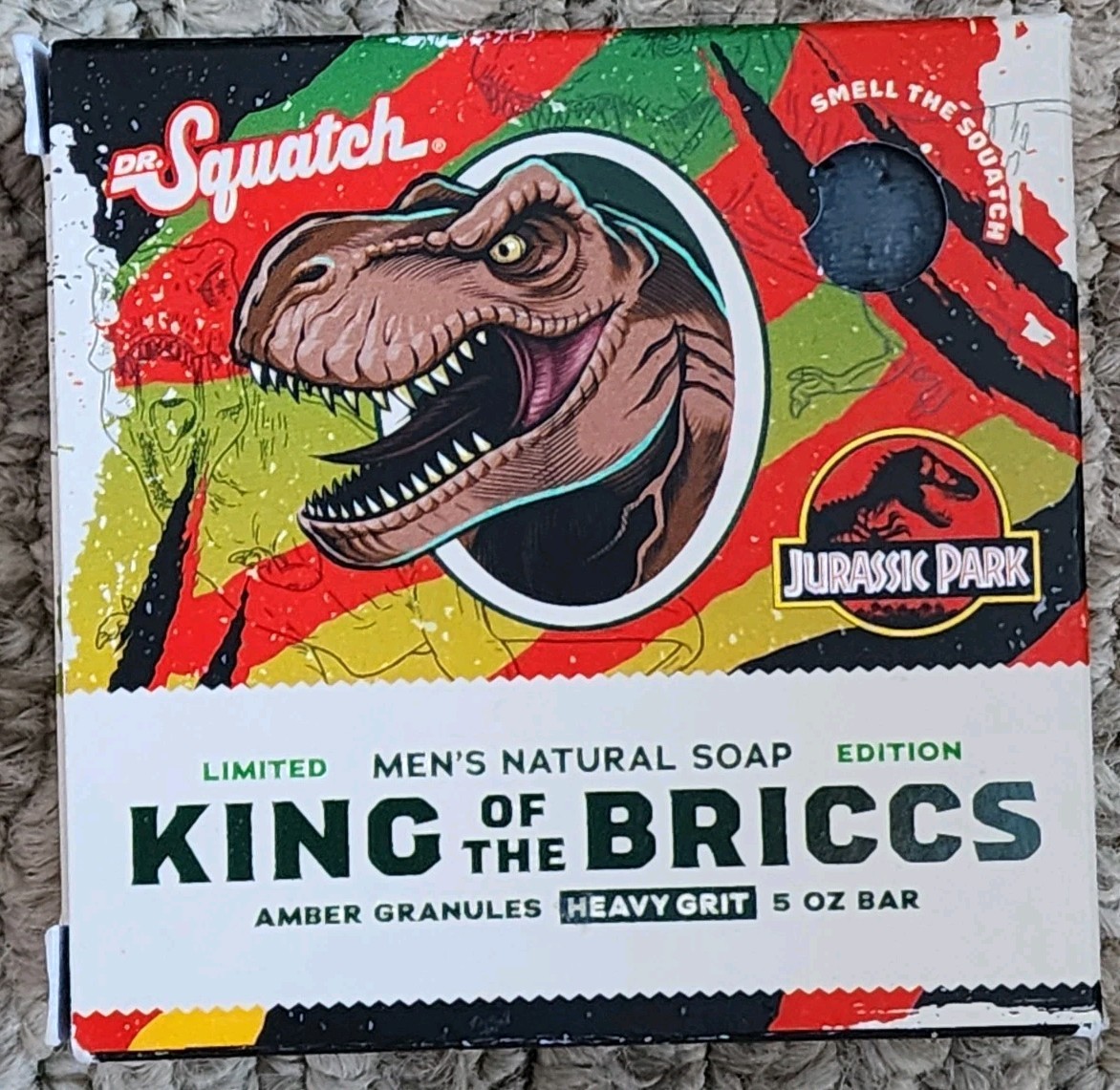 Dr. Squatch Soap King Of The Briccs Jurassic Park LIMITED EDITION Heavy Grit Bar