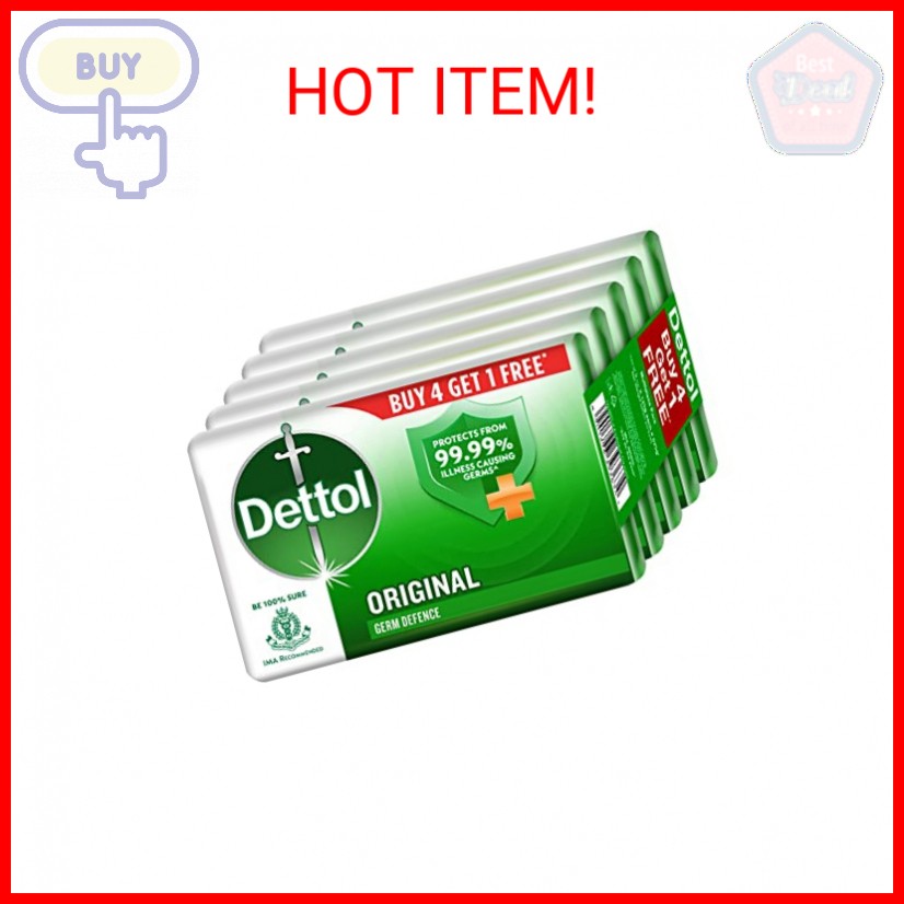 Dettol Original Germ Protection Bathing Soap bar, 150gm (Pack of 5)