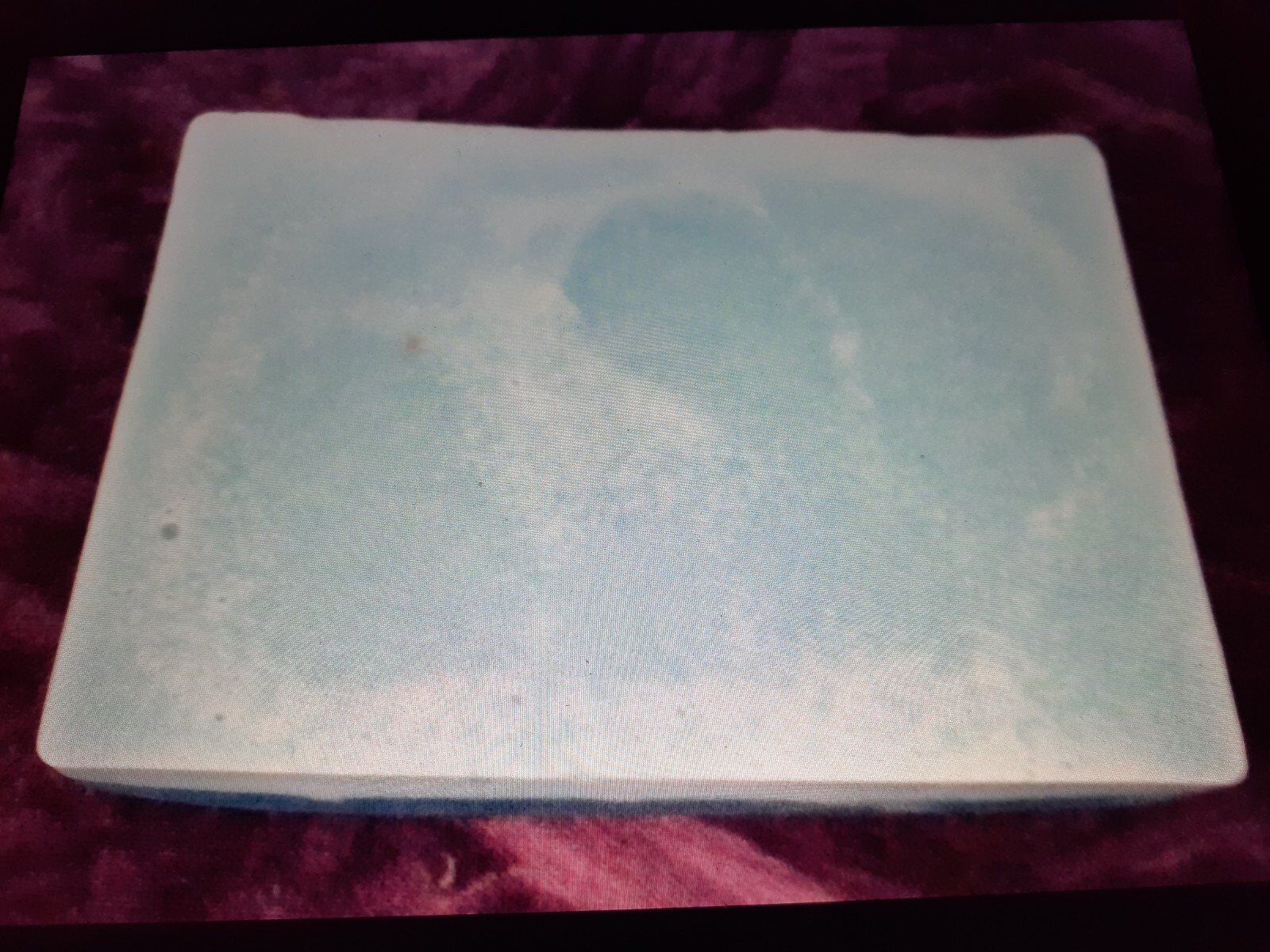 Eva’s Whipped Creations Mr.M Blue Bar soap helps with psoriasis with poppy seeds