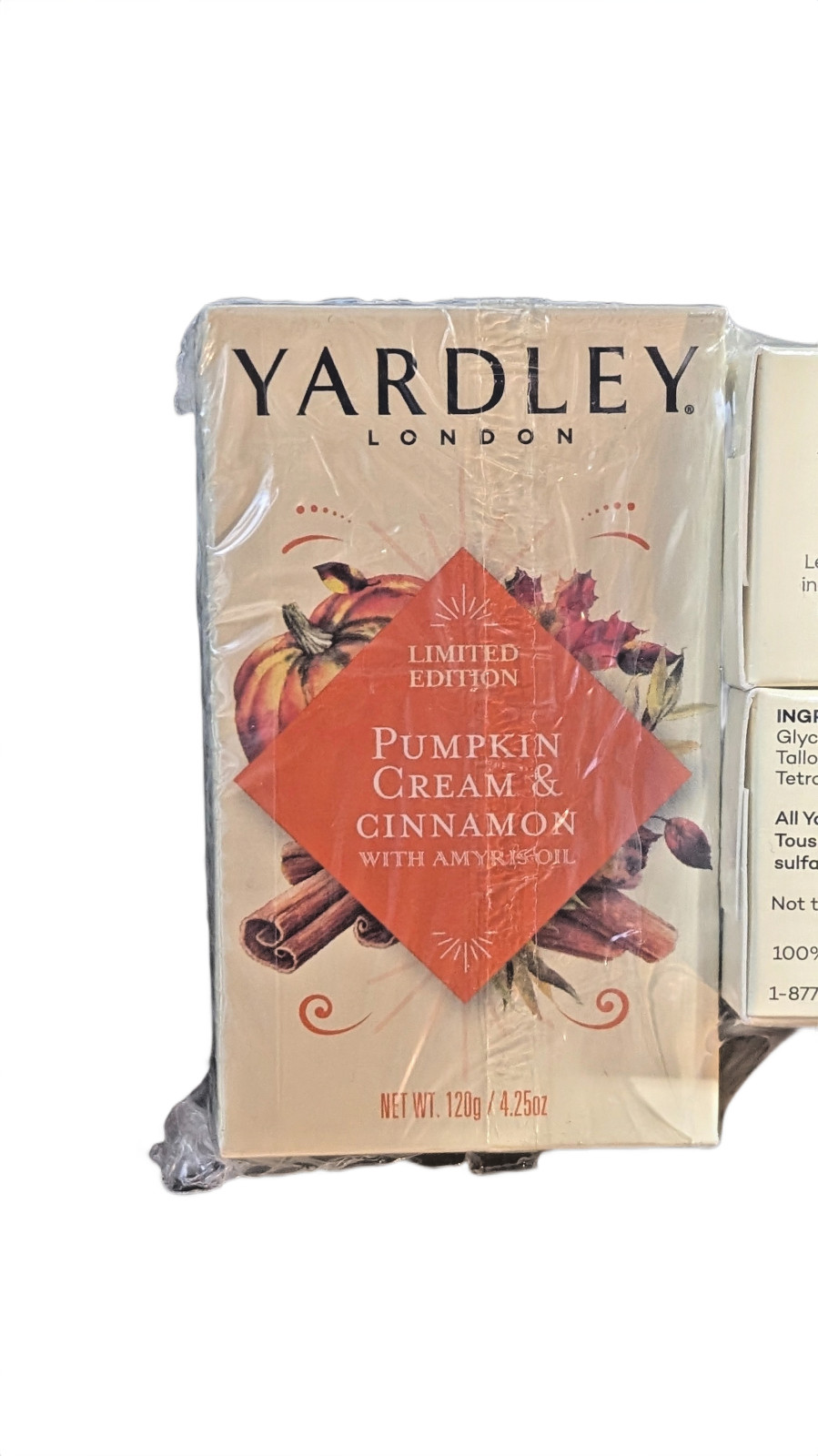 X3 Yardley L.E. Pumpkin, Cream & Cinnamon 4.25 oz. Bar Soap Discontinued