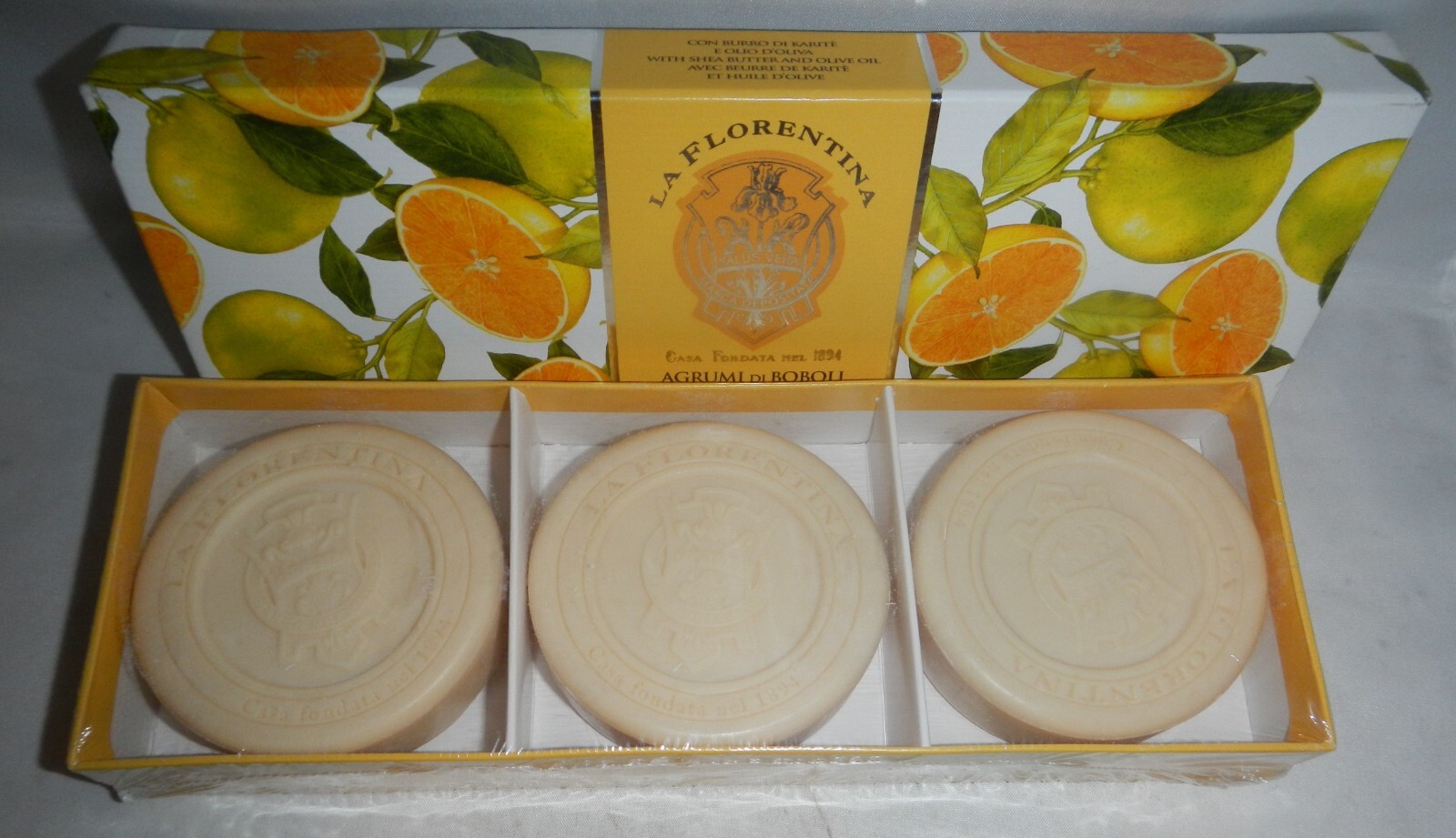 La Florentina Italy Agrumi di Boboli Citrus Scent 3 Pack Bar Soap 3×3.5oz