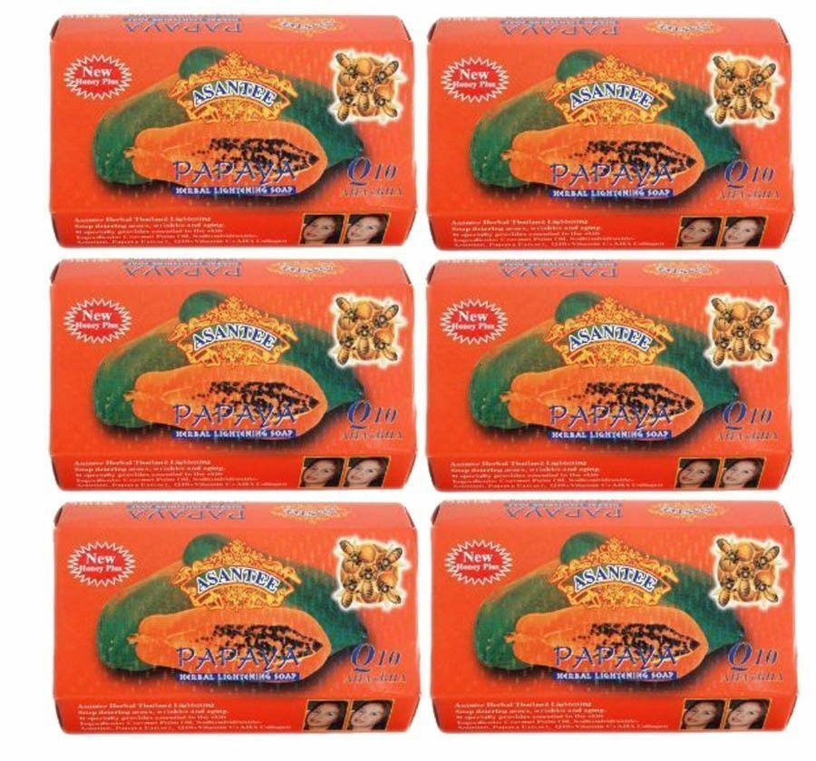 125 g. x 6 Asantee Thai Papaya Honey Bee Herbal Skincare Clean Body Natural Soap