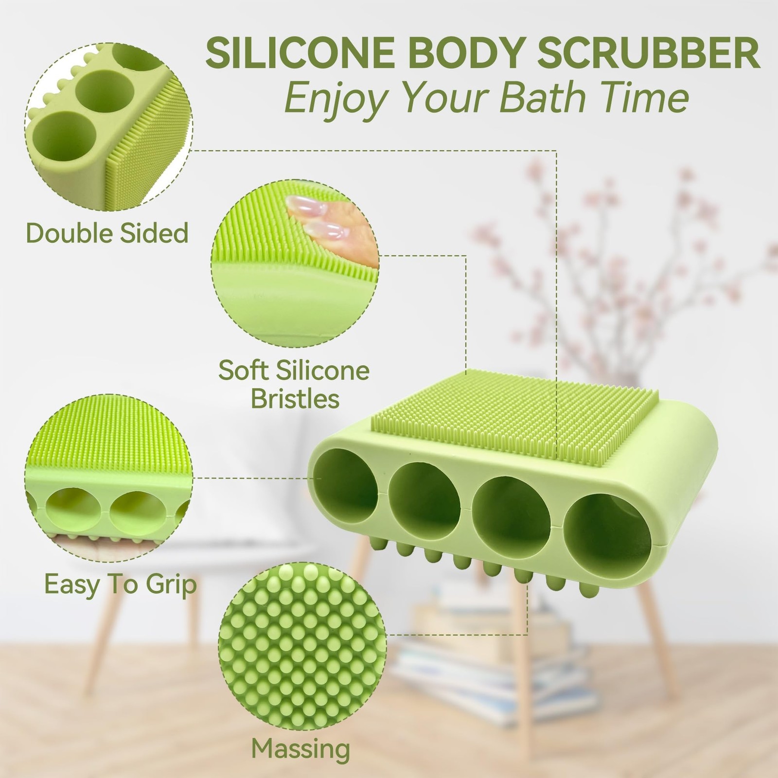 1PCS Silicone Body Scrubber Exfoliator- Bath Loofah & Sponges Alternative 4-F…