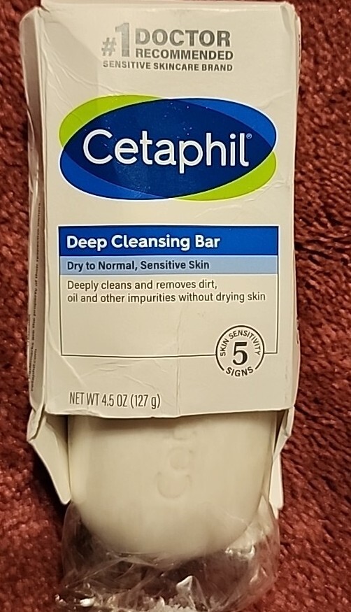 Cetaphil Deep Cleansing Bar Body & Face For All Skin Types Dry To Normal 4.5Oz