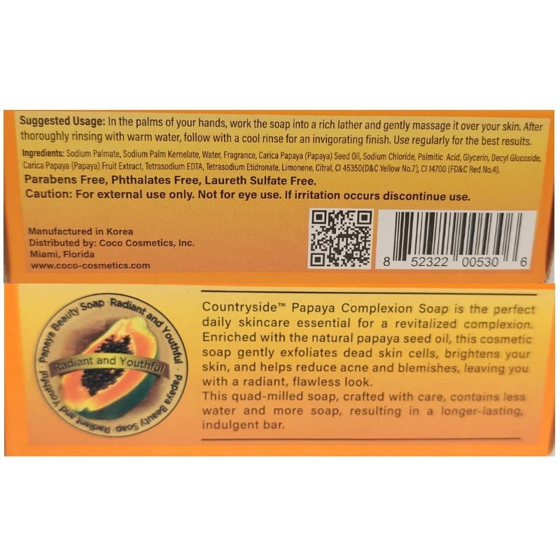 Papaya Extract, Carrot Extract, Lemon Oils, Exfoliating Complexion Beauty Soaps