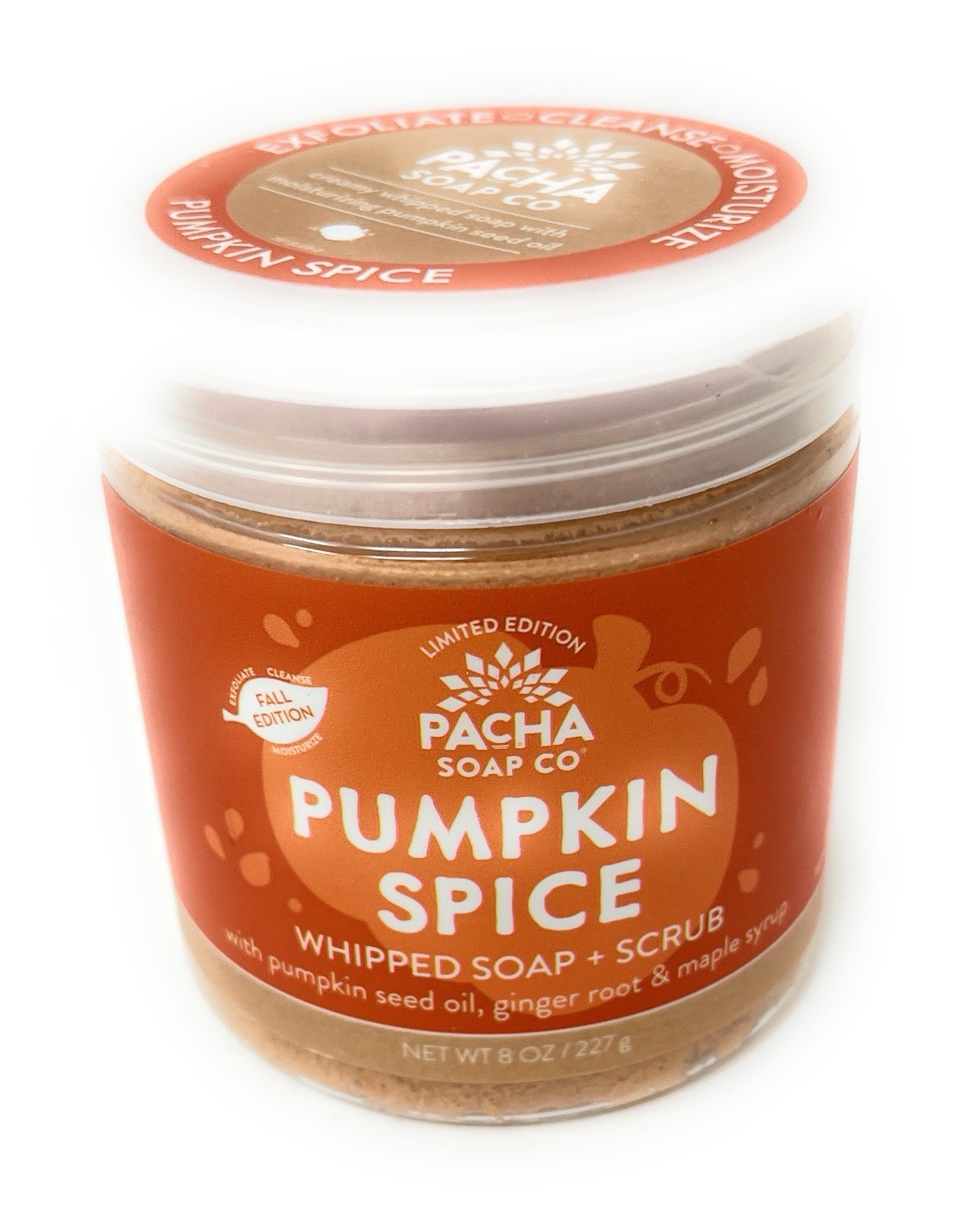 PACHA SOAP Co Pumpkin Spice Whipped Soap Scrub 8 oz & Froth Bath Bomb Bundle