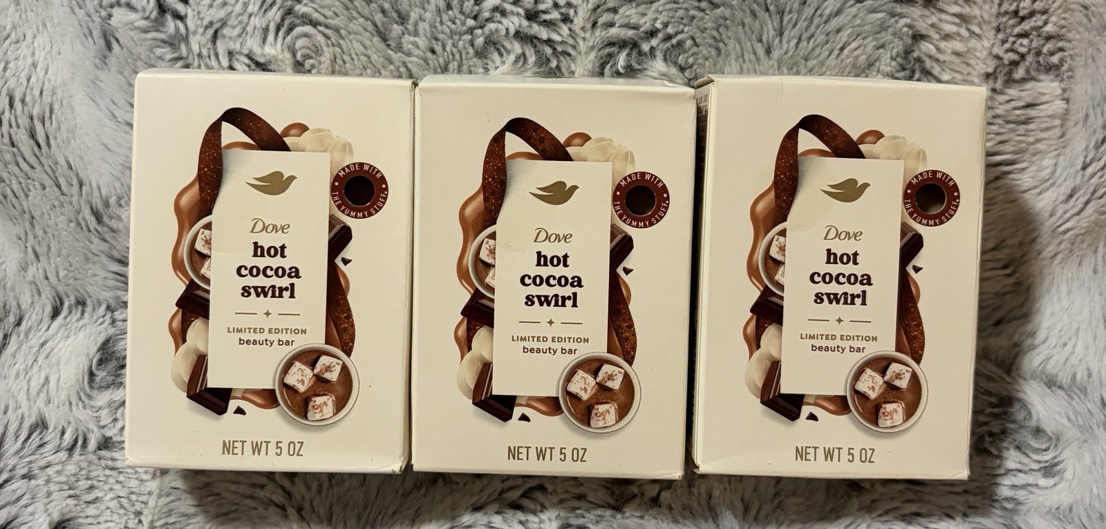 Dove Hot Cocoa Swirl Soap 3 Pack 5 oz Each Limited Edition Holiday Treats