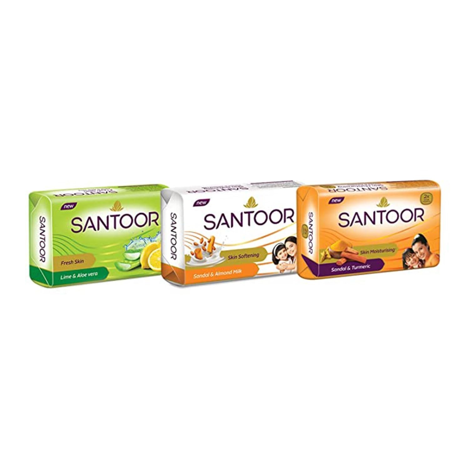 Santoor Sandal & Turmeric Soap 150g x4 Bath Bar for All Skin Types