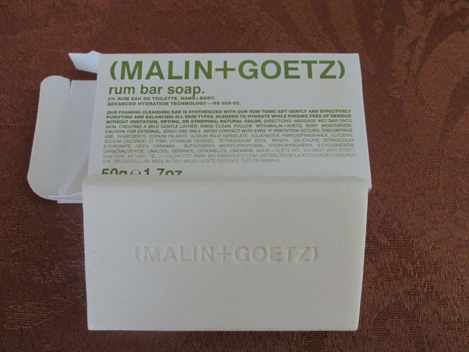 MALIN + GOETZ RUM BAR SOAP 1.7oz/50g TRAVEL SIZE NEW IN BOX