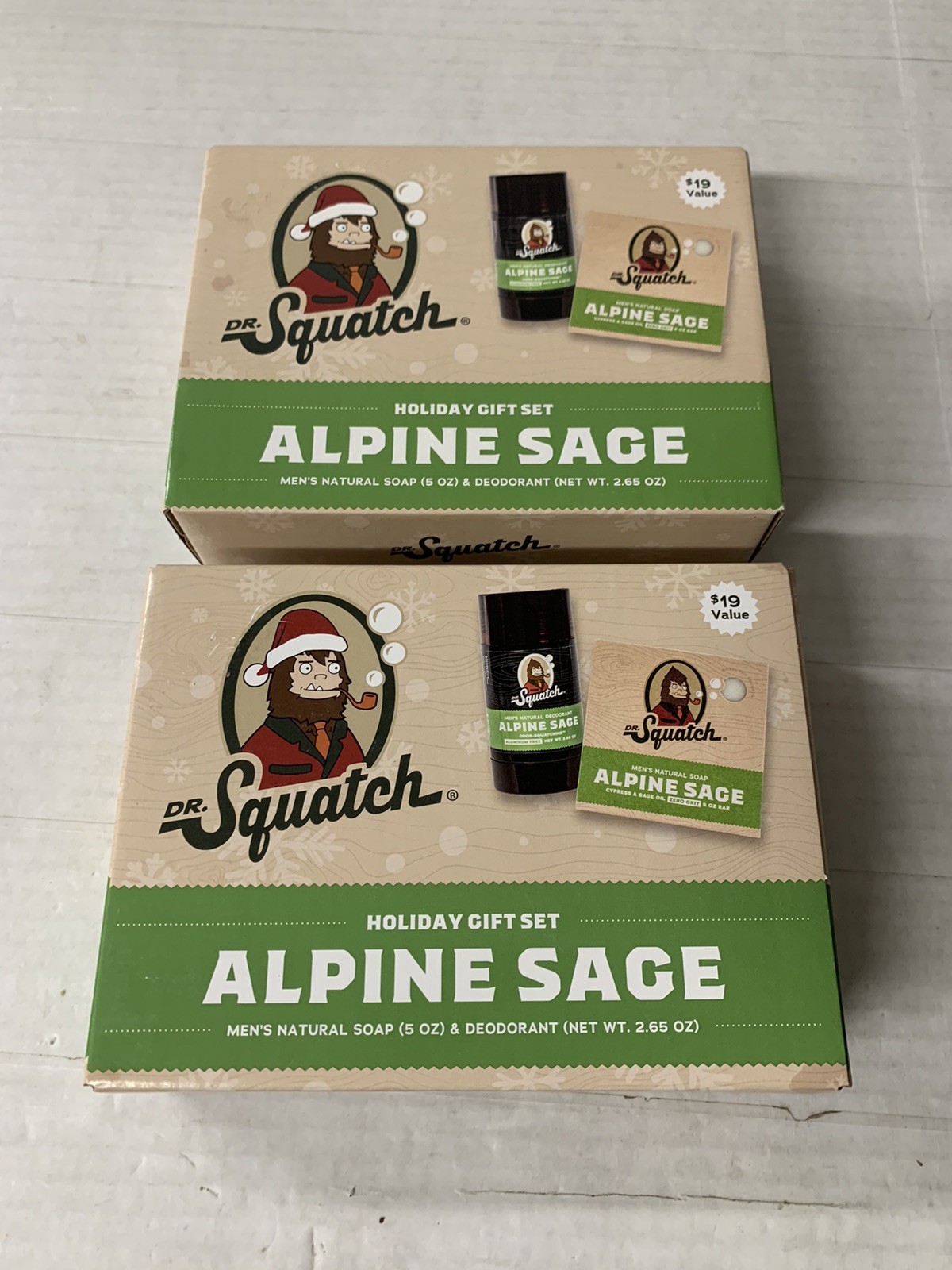 (x2)-Dr. Squatch Men’s Set Of Natural Soap Deodorant In Alpine Sage Holiday Set
