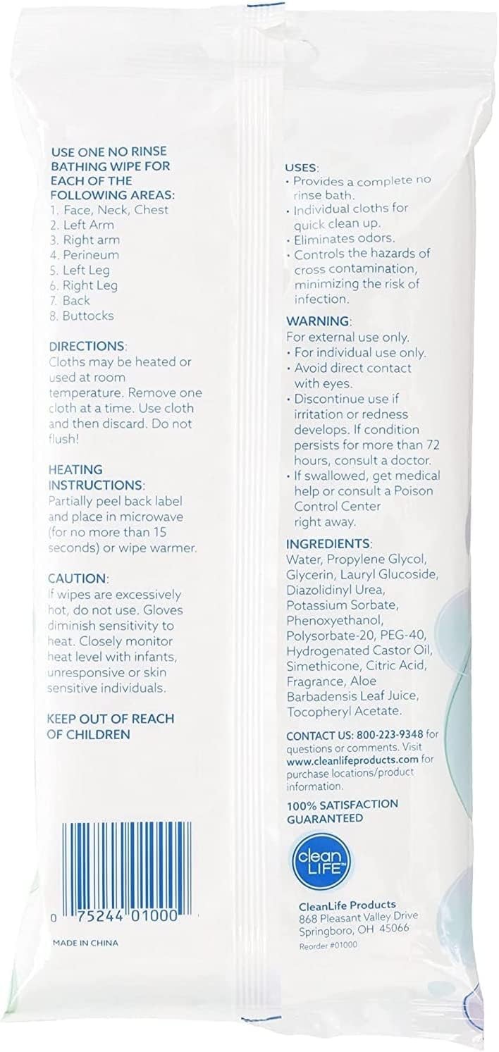 Bathing Wipes by Cleanlife Products (5 Pack), Premoistened and Aloe Vera Enri…