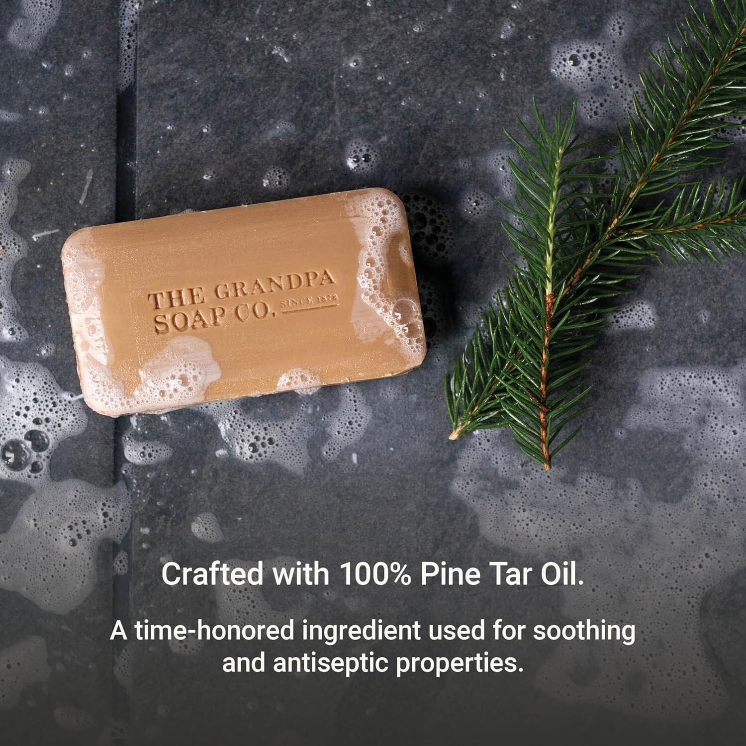 3-in-1 Pine Tar Soap for Men – Vegan and Cruelty-Free, 4.25 Oz Bars, 8 Pack