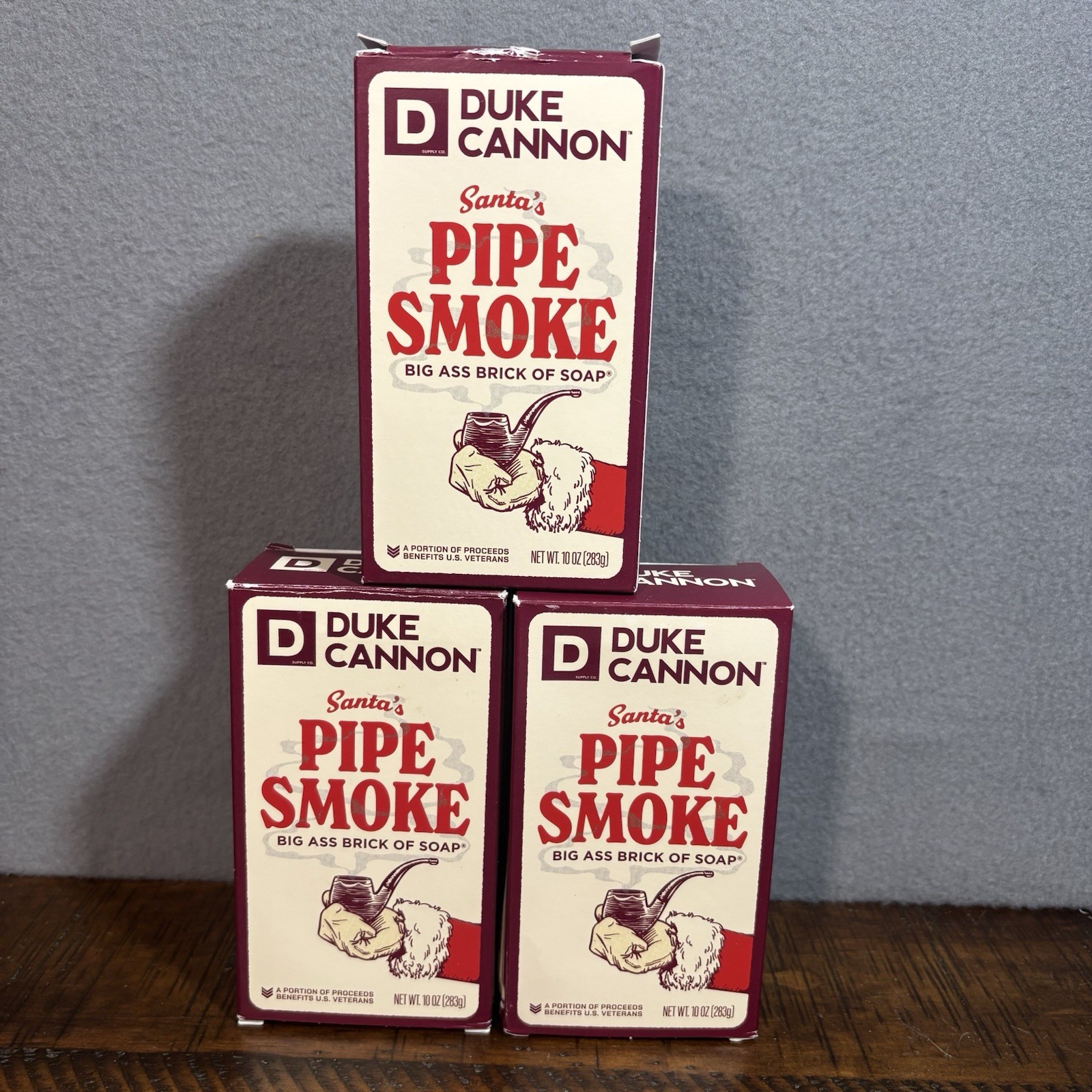 3 Pack Duke Cannon Santa Pipe Smoke Scent Big Brick Of Soap 10oz Tobacco Amber￼