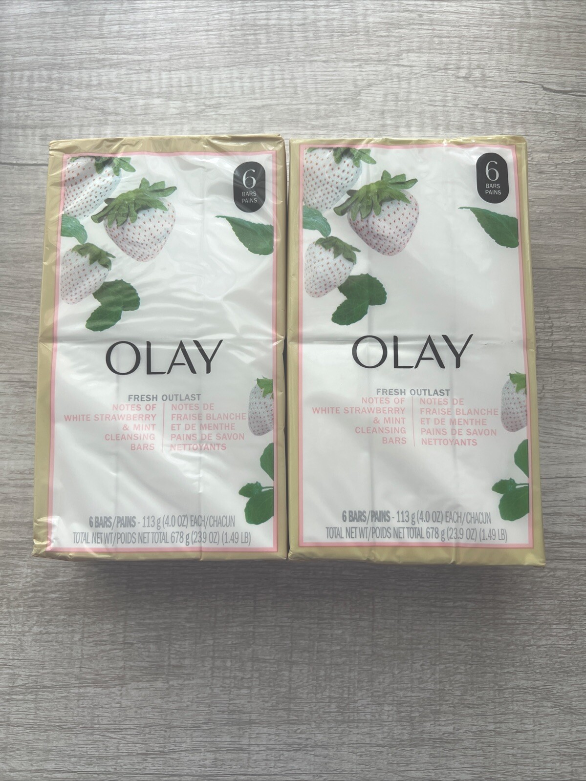 2-6 Pack OLAY Fresh Outlast Cooling White Strawberry & Mint 12 Bar Soap 4.oz Eac