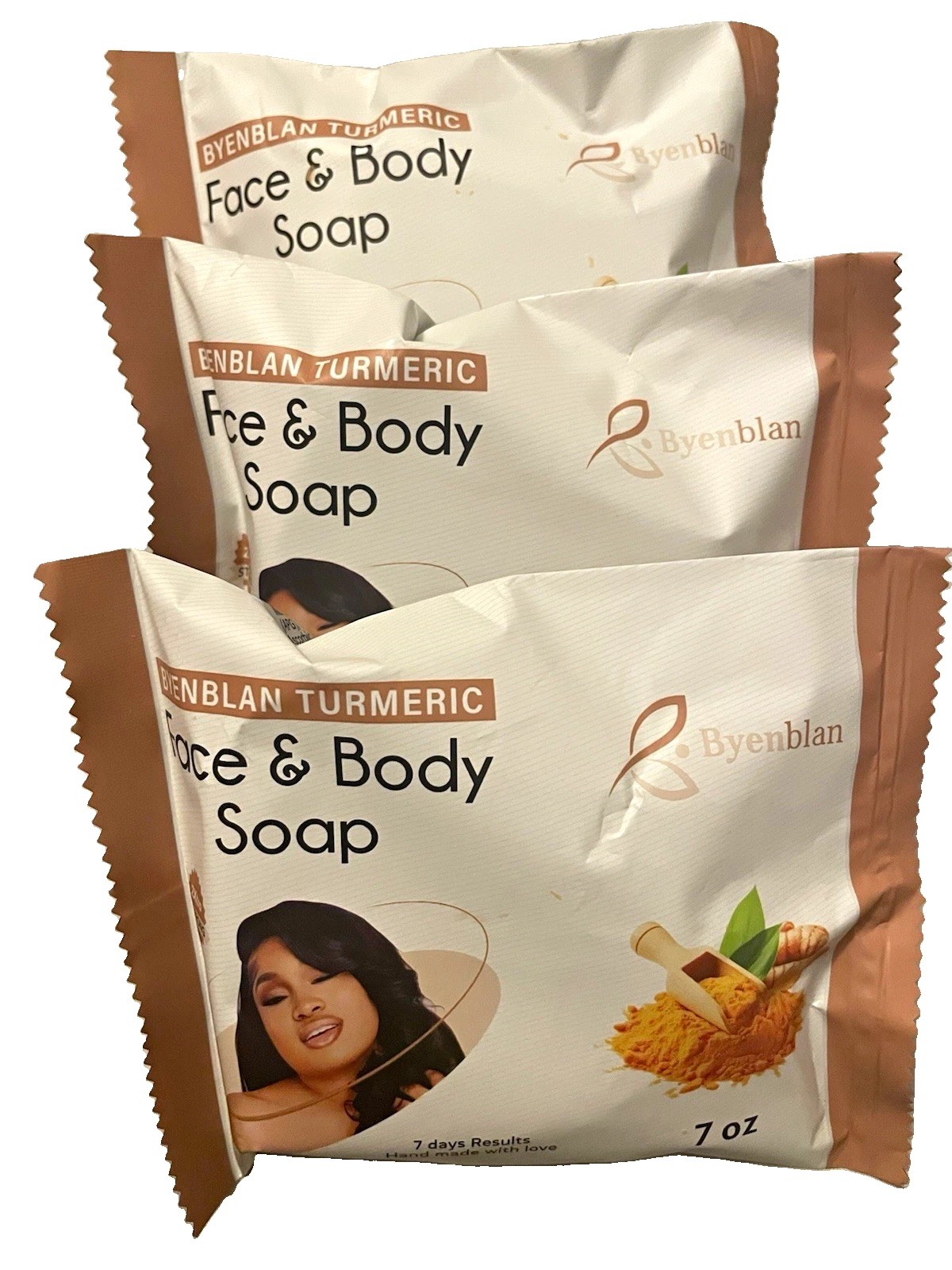 Byenblan Turmeric Vegan Face & Body Soap Bar 7 oz, Glycerin Vitamin C