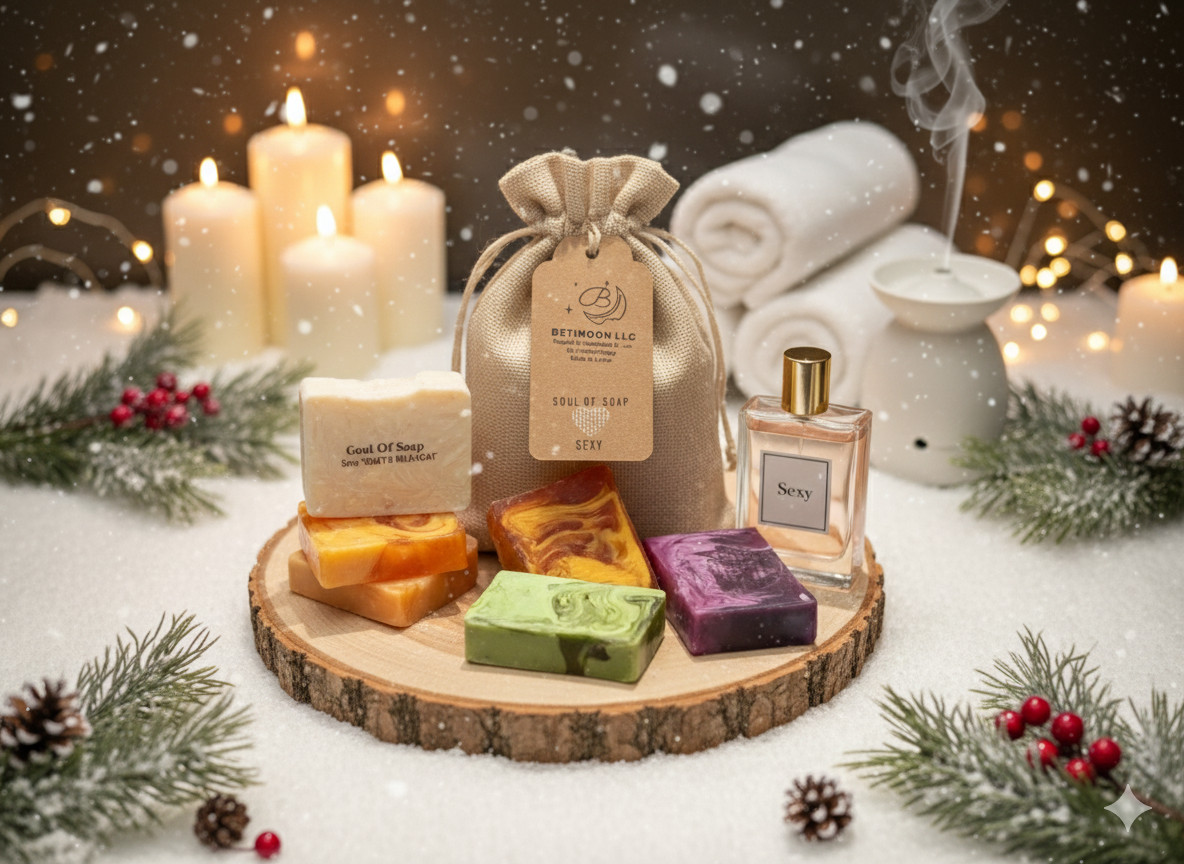 Plum & Handmade Soap Bars 100% Natural, Aromatherapy 4 Soaps Made in Latvia