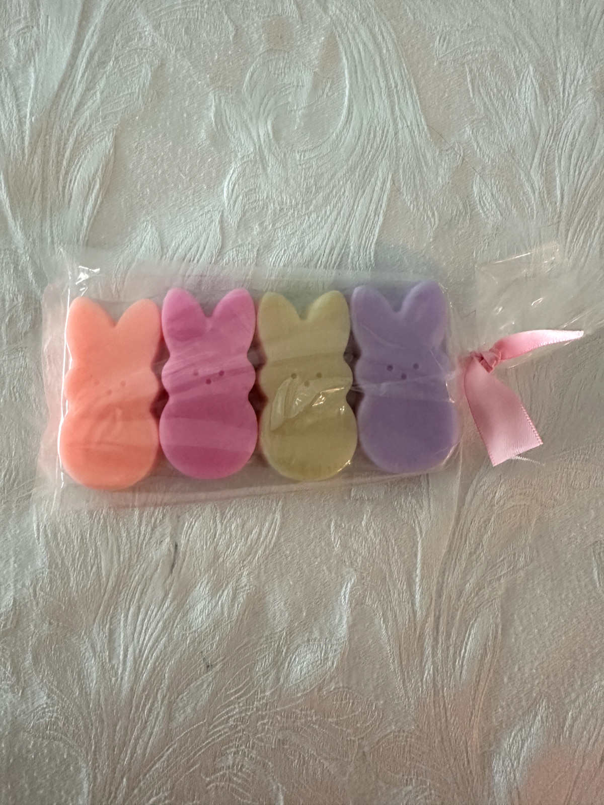 Homemade Peep Inspired Bunny Soaps