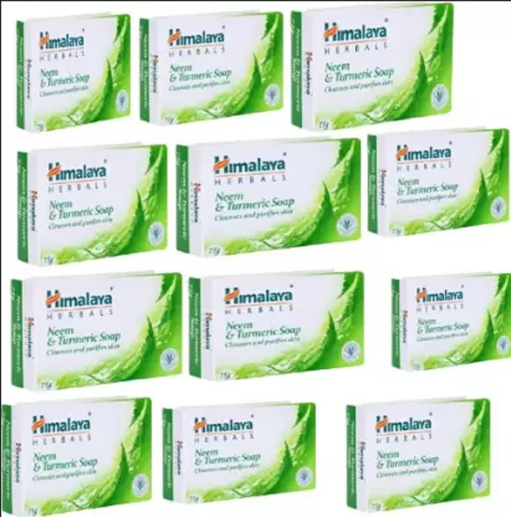 12 X Himalaya Herbals Neem & Turmeric Soap 75 gms FREE SHIP