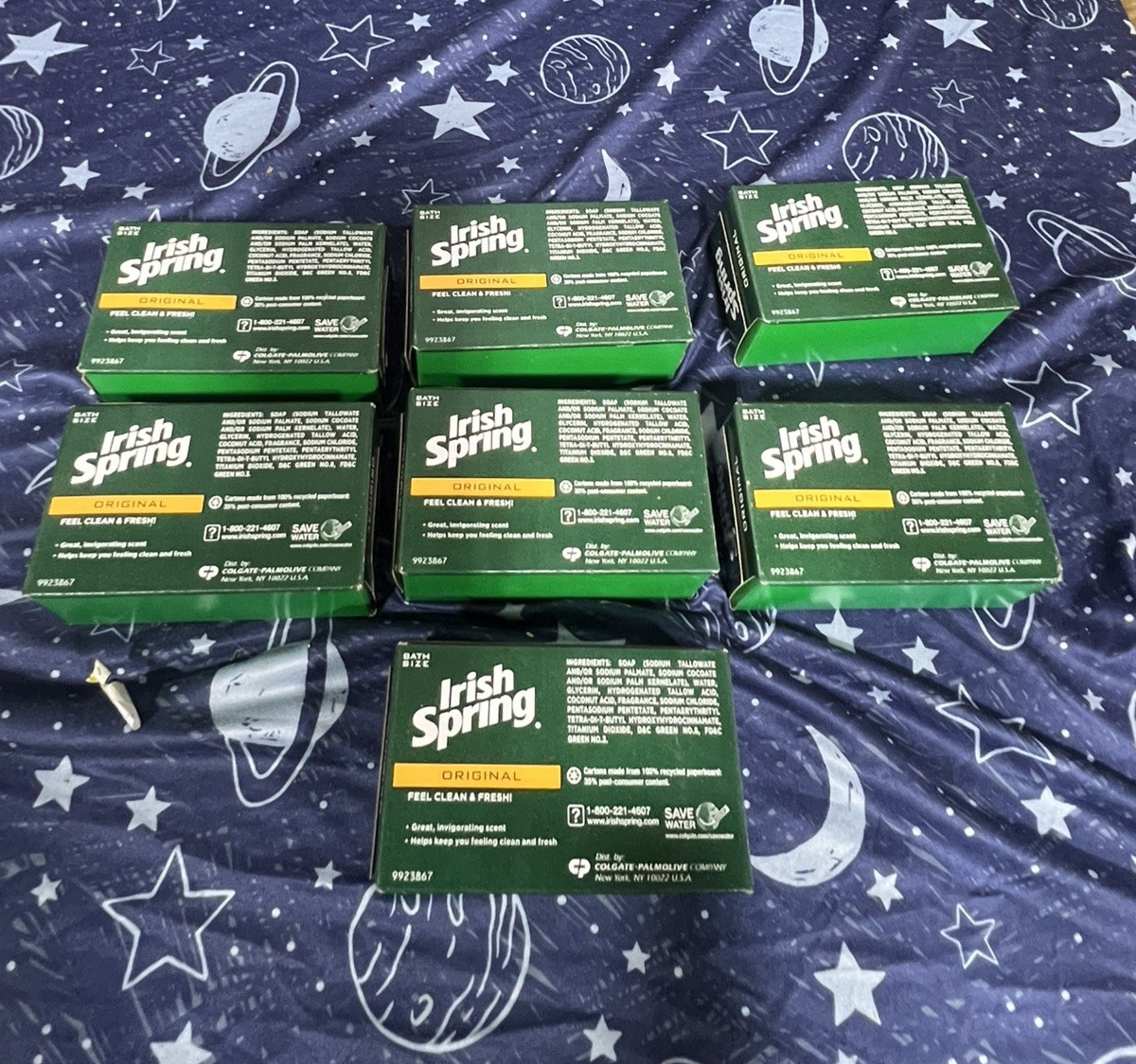 Irish Spring ORIGINAL Deodorant Soap 7 Bars 3.7 Oz New Sealed Boxes 9923867