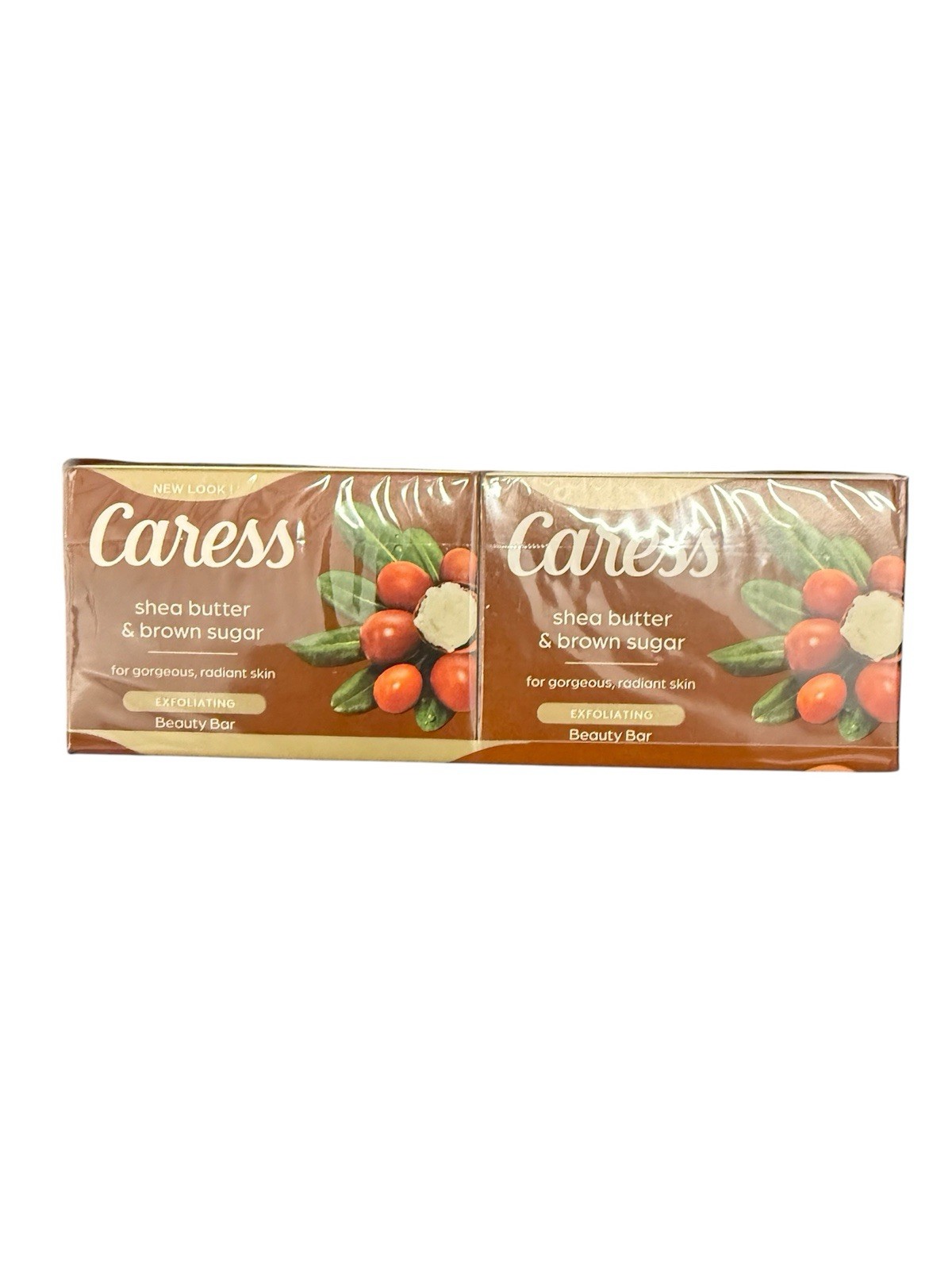 8 Bars Caress Soap SHEA BUTTER & BROWN SUGAR EXFOLIATING Beauty Bars 3.75oz