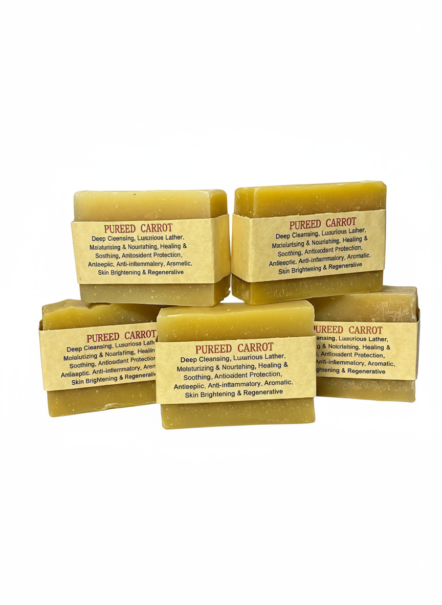 Handmade Fresh Pureed Carrot Bar Soap, Great Lather (Anti-Inflammatory, Vegan)