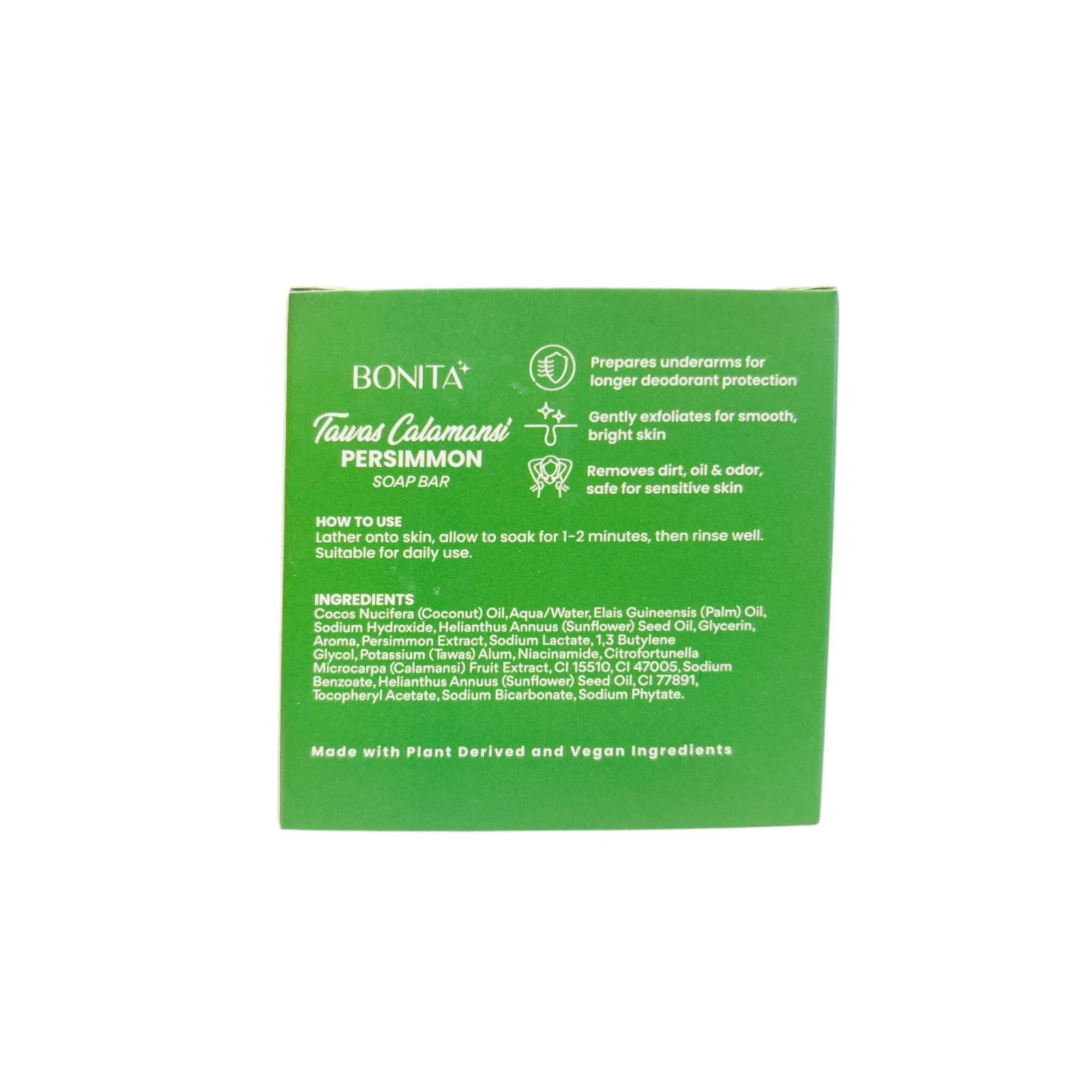 2 Bars BONITA Tawas Calamansi Persimmon Soap Bar for Face & Body 80g