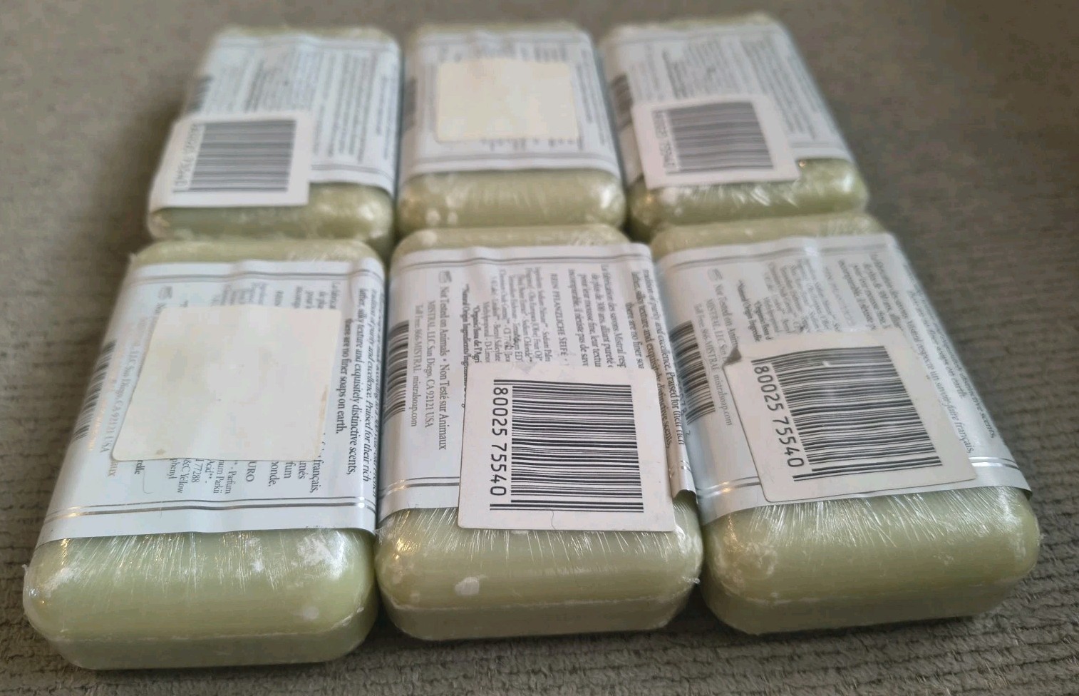Mistral APPLE BLOSSOM Gentle Vegetable Organic Soap Bar 200g/7oz EA France 6 LOT