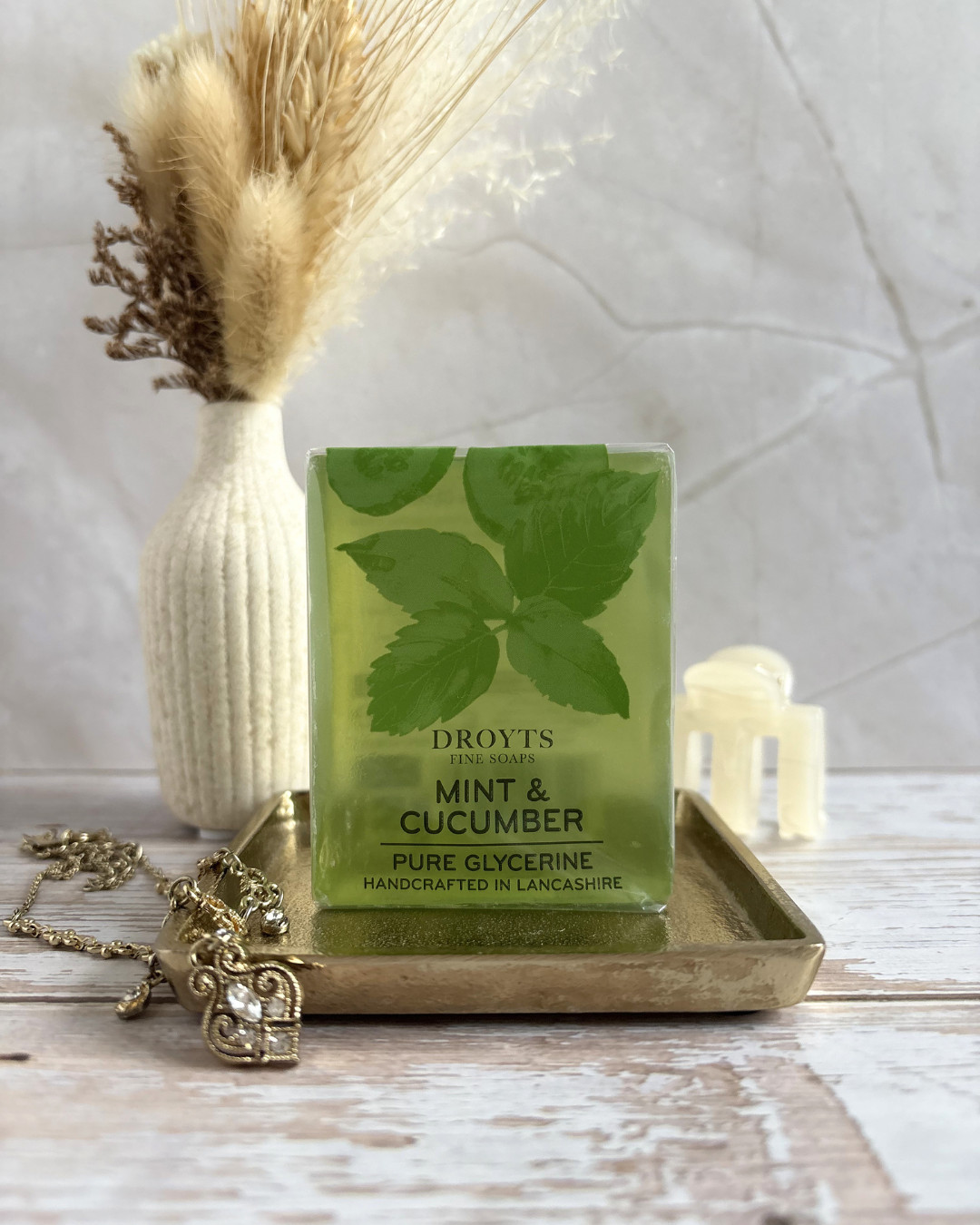 Droyts Fine Soaps UK Mint & Cucumber Pure Glycerine Soap Bar New Handcrafted