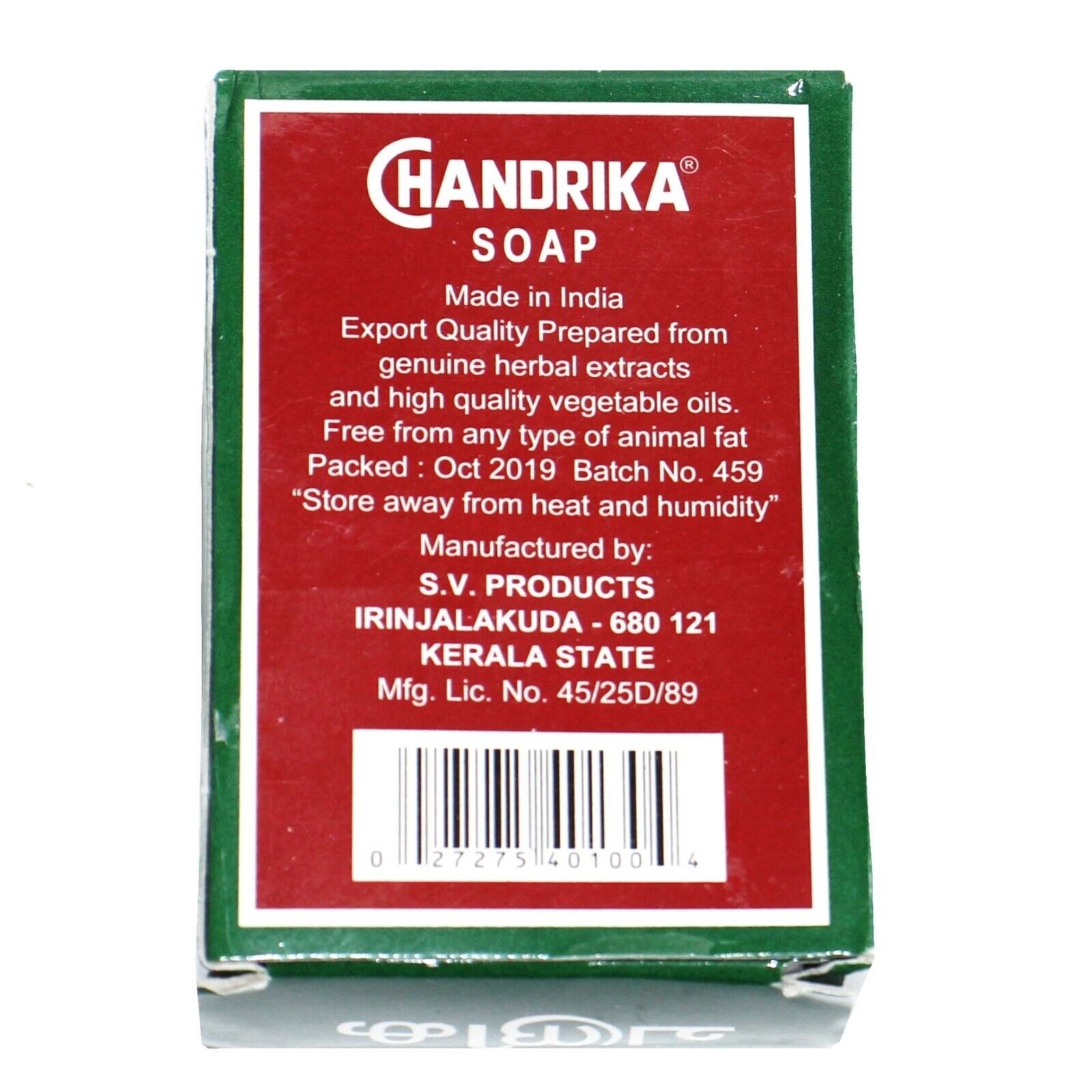 X4 Chandrika Ayurvedic Bar Soap, 2.64 oz w/ Vegetable Oil/Herbal Extract