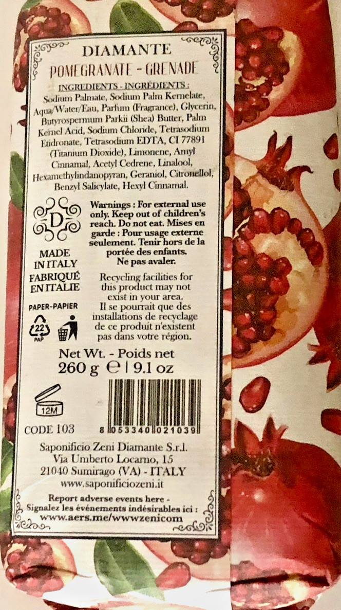 Diamante Pomegranate Grenade Fine Triple Milled Soap Bar 1x260g/9.1 Oz