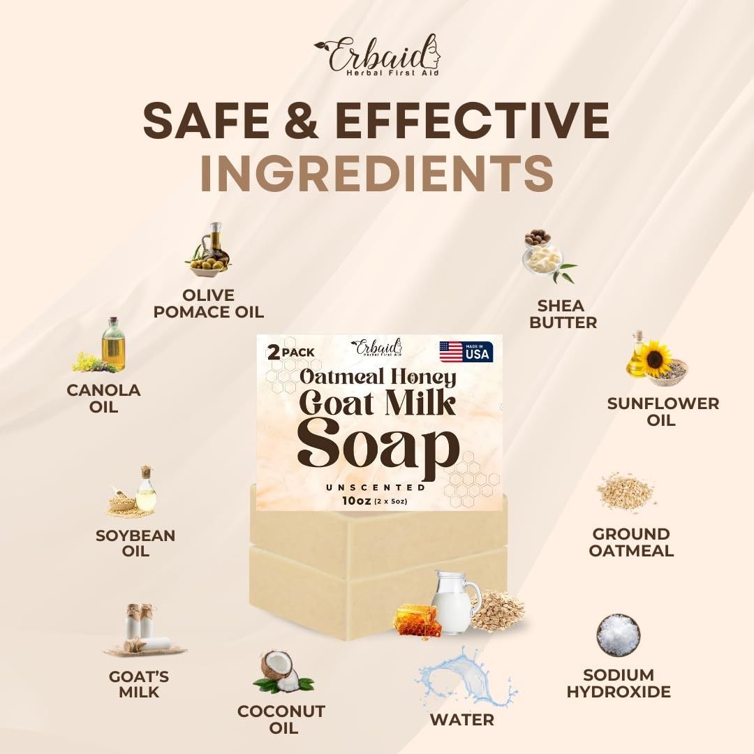 Oatmeal Goat Milk Soap Bar 2 Pack – Eczema & Sensitive Skin Relief