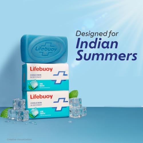 Lifebuoy Ice Bath Soap 125g Pack of 5 Menthol Cooling Bath Bars Fresh FS