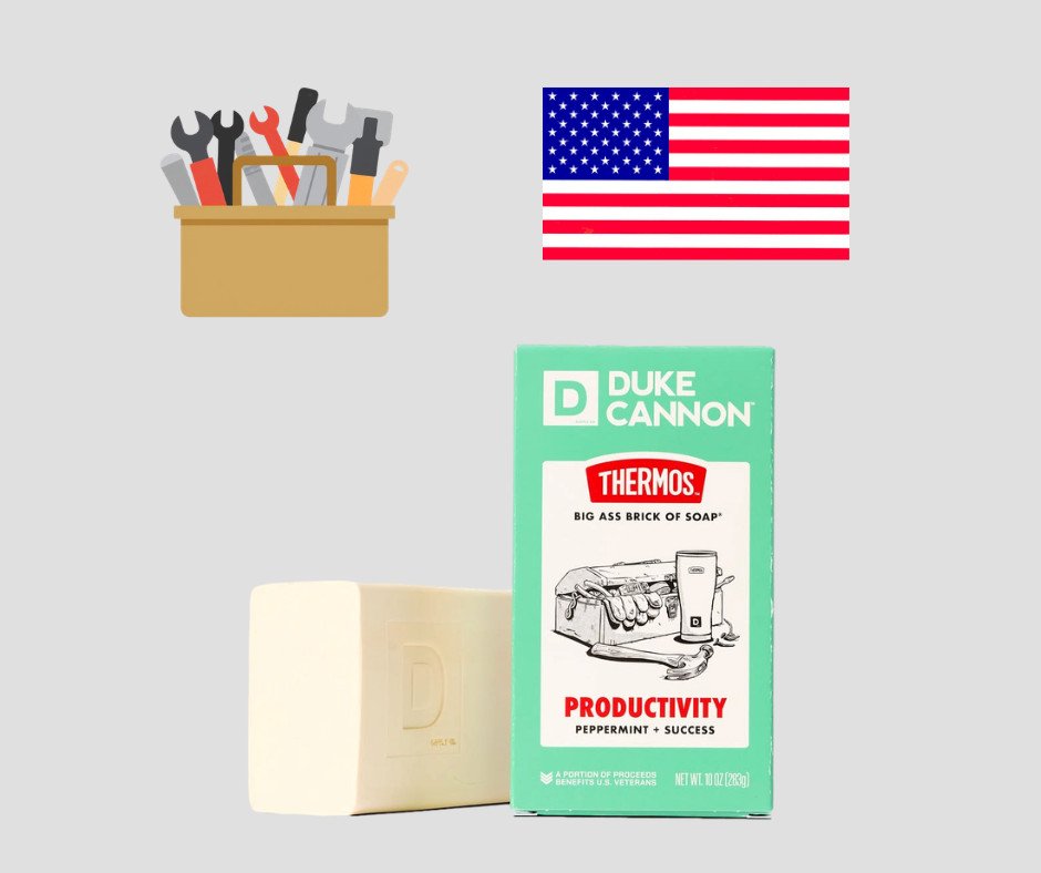 Duke Cannon Thermos™ Big Ass Brick of Soap Productivity Peppermint Benefits Vets