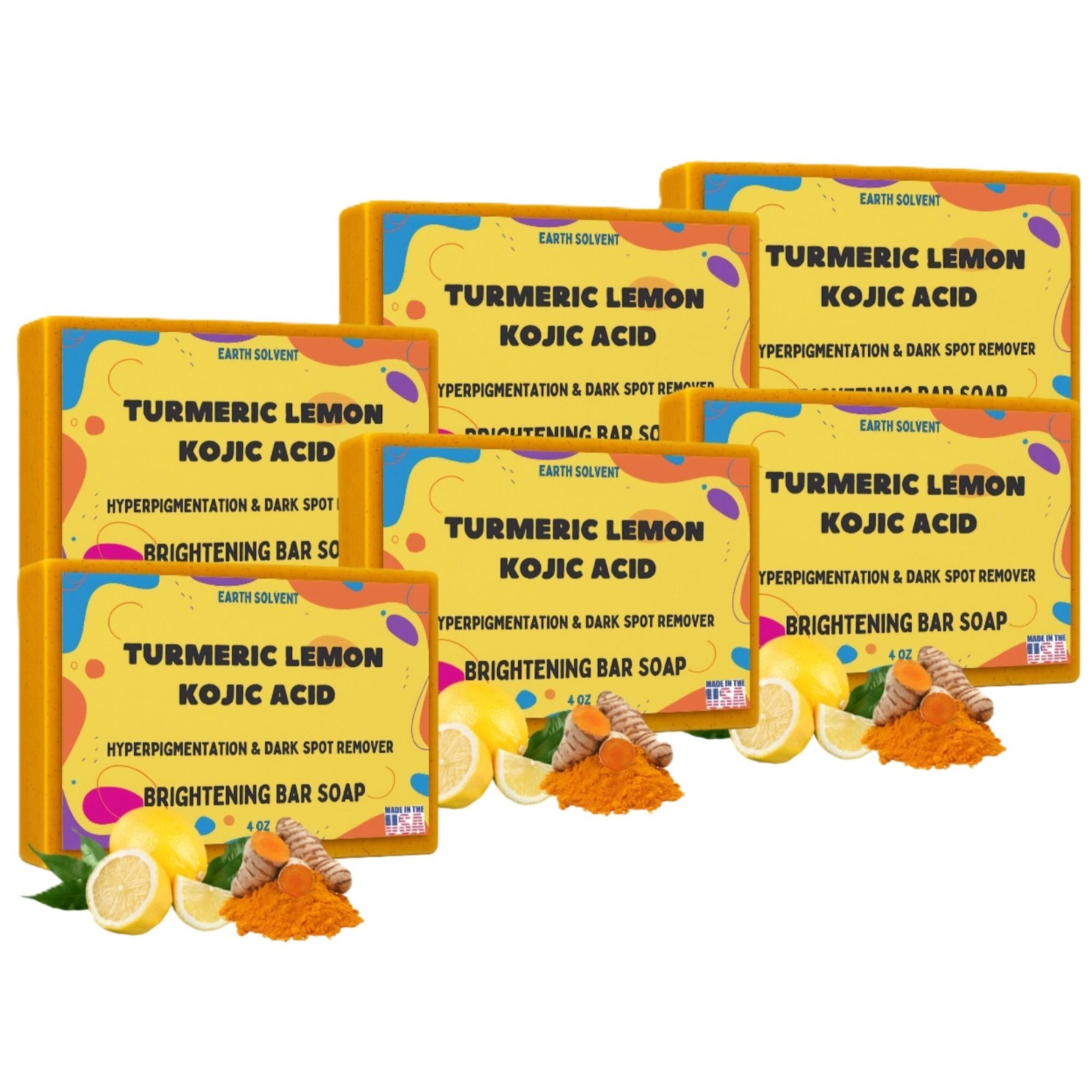 Kojic Acid Soap Dark Spot Whitening Turmeric Skin Bleaching Lightening 4oz – 3PK