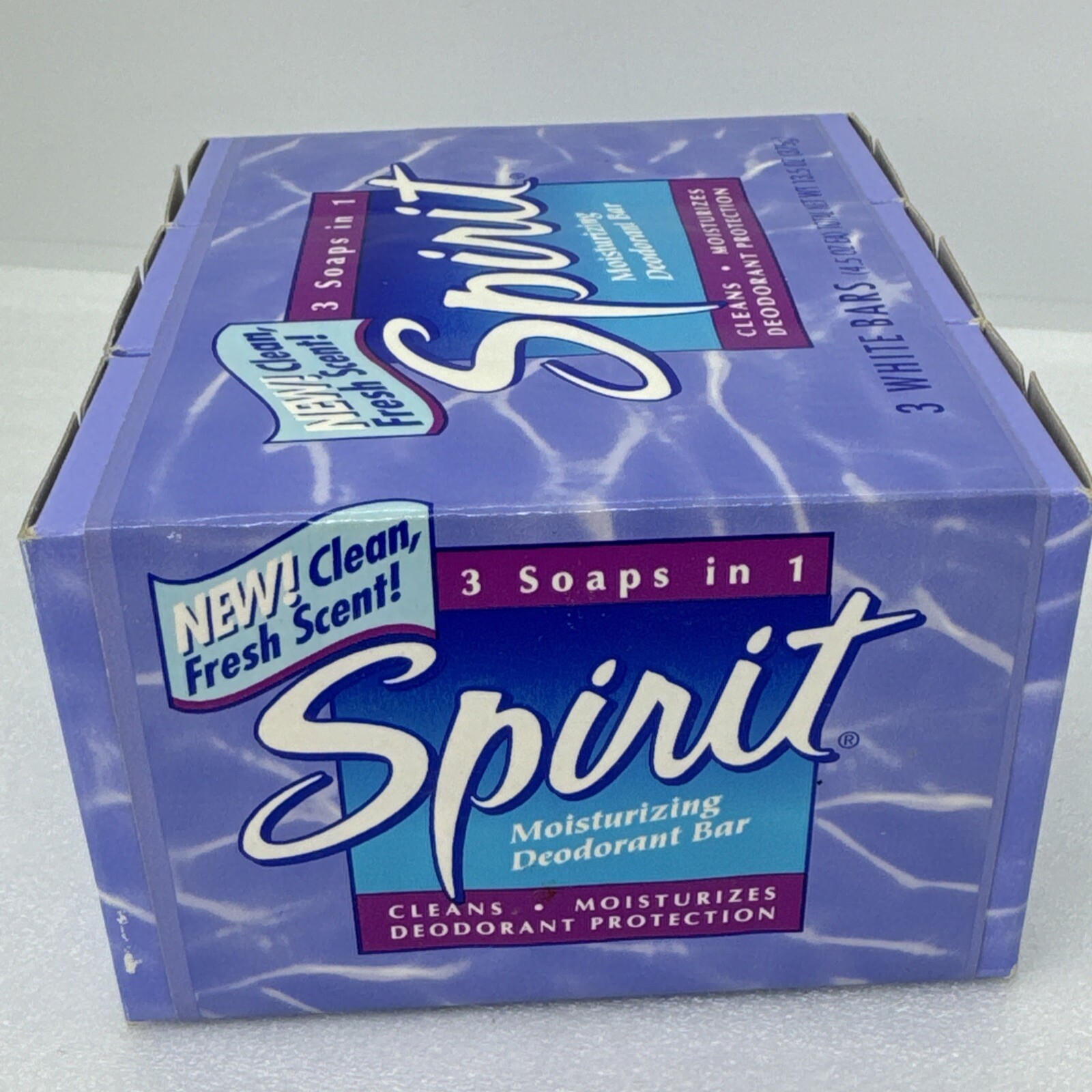 Vintage 1995 SPIRIT Bar Soap 3-Pack DIAL Corp Purple Packaging “3 Soaps In 1”