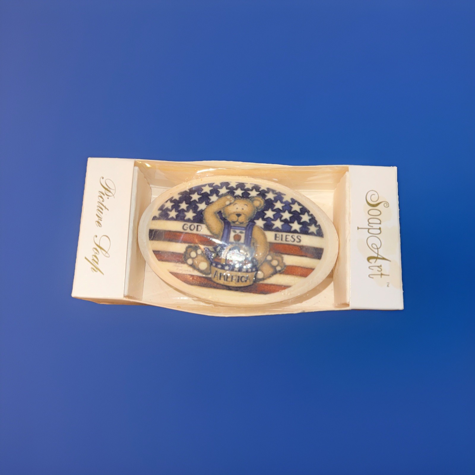 Lasting Impression Soap Art! God Bless America Picture Soap! Vtg! 3” Bar