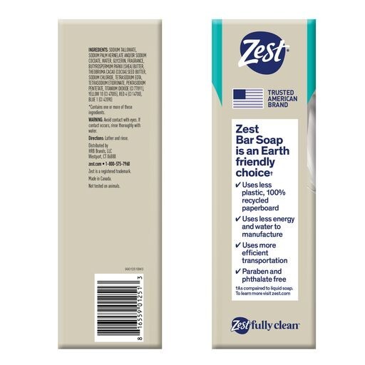 Zest Cocoa Butter & Shea Bar Soap, for All Skin Types, 4 oz, 8 Bars
