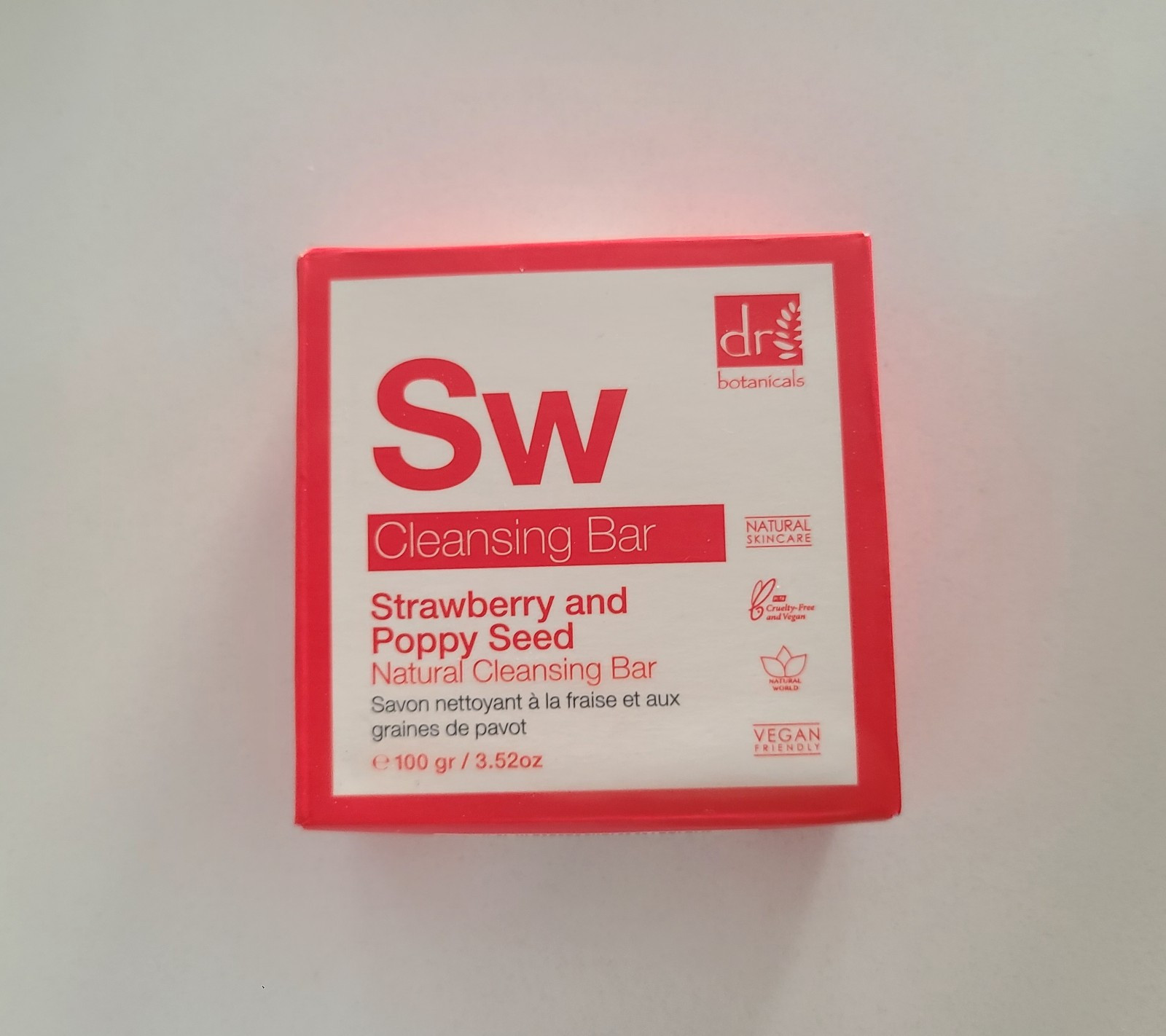 Dr. Botanicals Strawberry & Poppy Seed SW Cleansing Bar 100g/3.52oz NIB