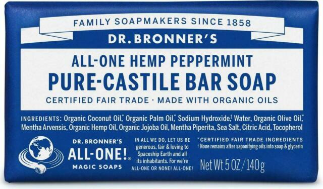 Dr. Bronner’s Organic All-One Pure-Castile Bar Soap, Peppermint – 5oz