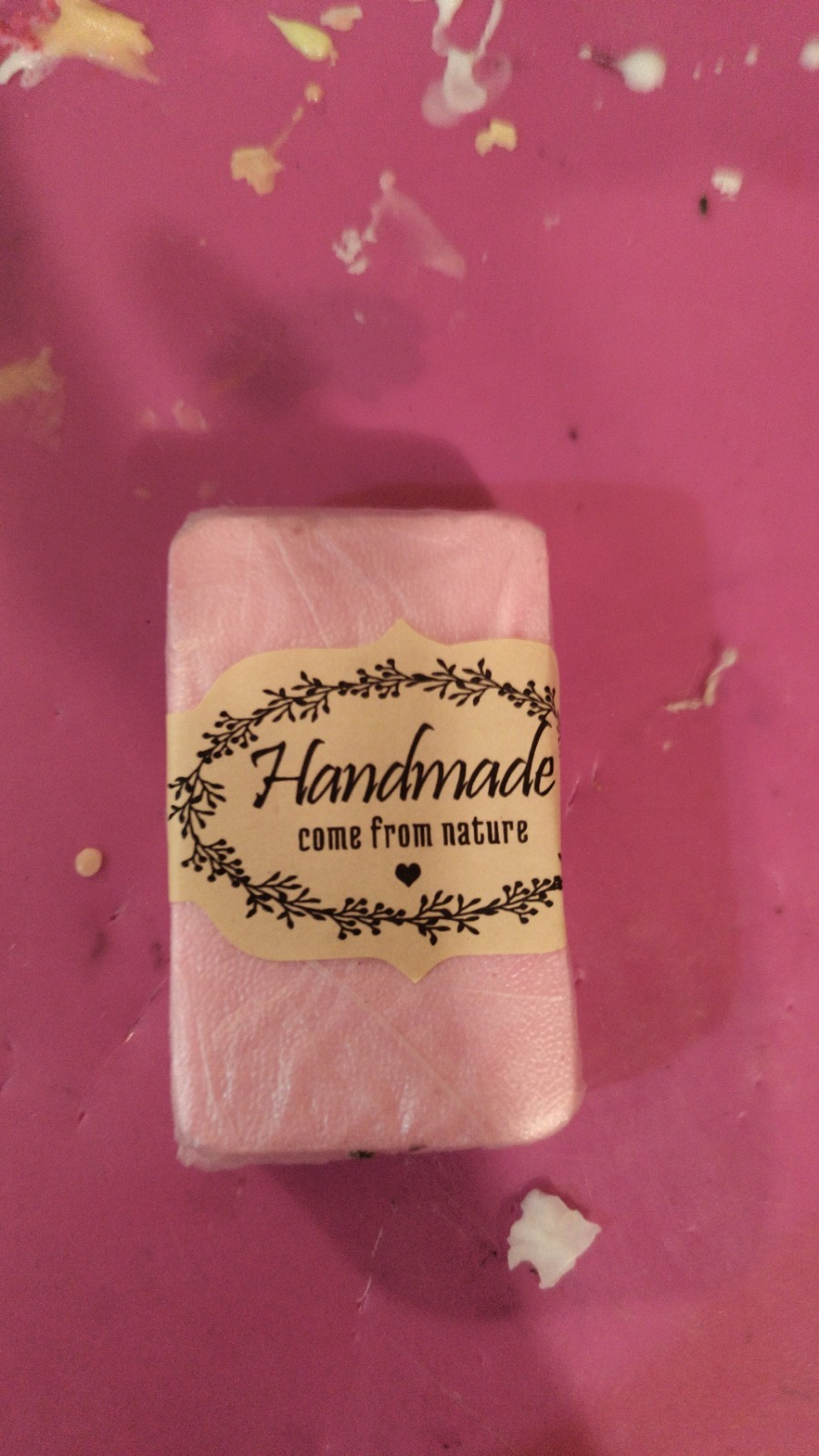 Handmade Pink Rectangular Floral Body Bar Soap for Women Men Teens