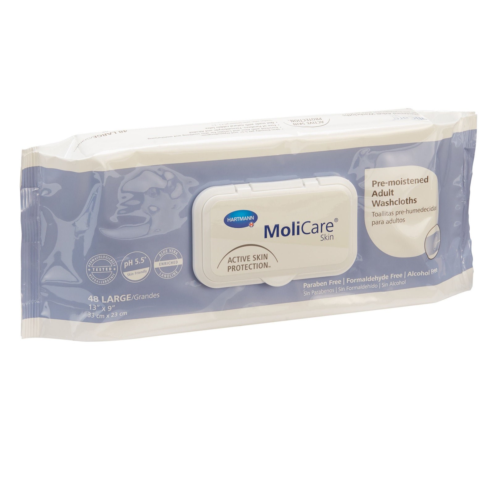 MoliCare Skin Personal Cleansing Wipe 9 x 13″ 225600 1 Pack 48 Wipes