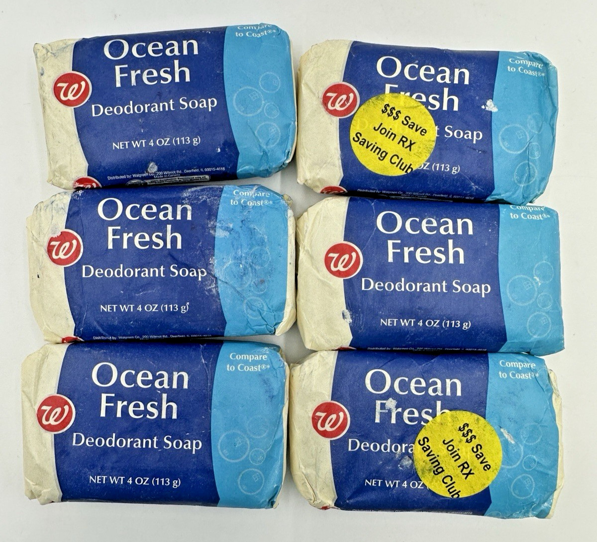 6 Walgreens Ocean Fresh Deodorant Bar Soap 4 oz NOS Made in Canada Vintage HTF