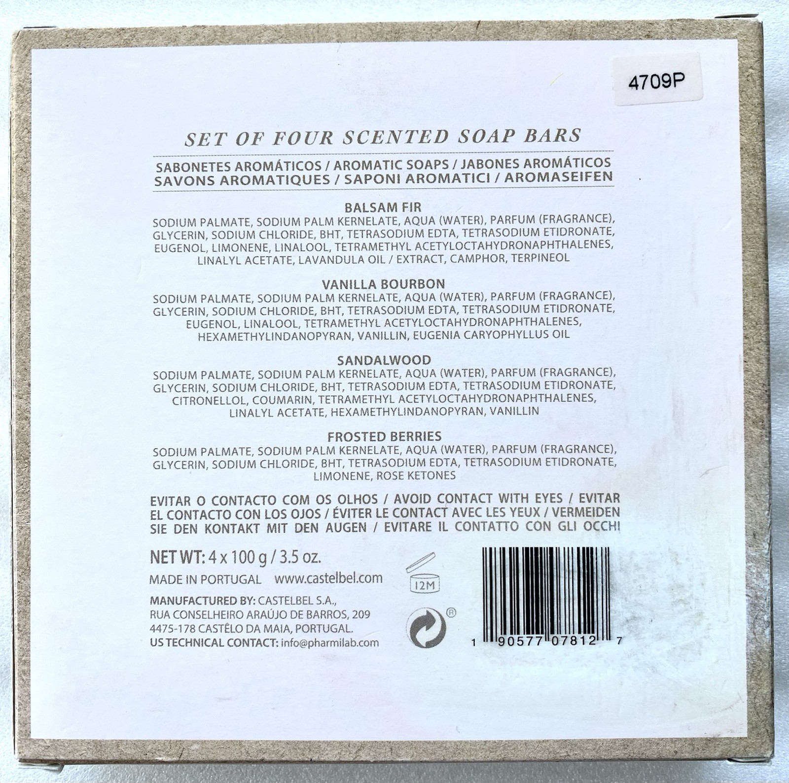 Castelbel 4 Scented Soap Bars Gift Set – 3.5 oz each/100 g each Made in Portugal