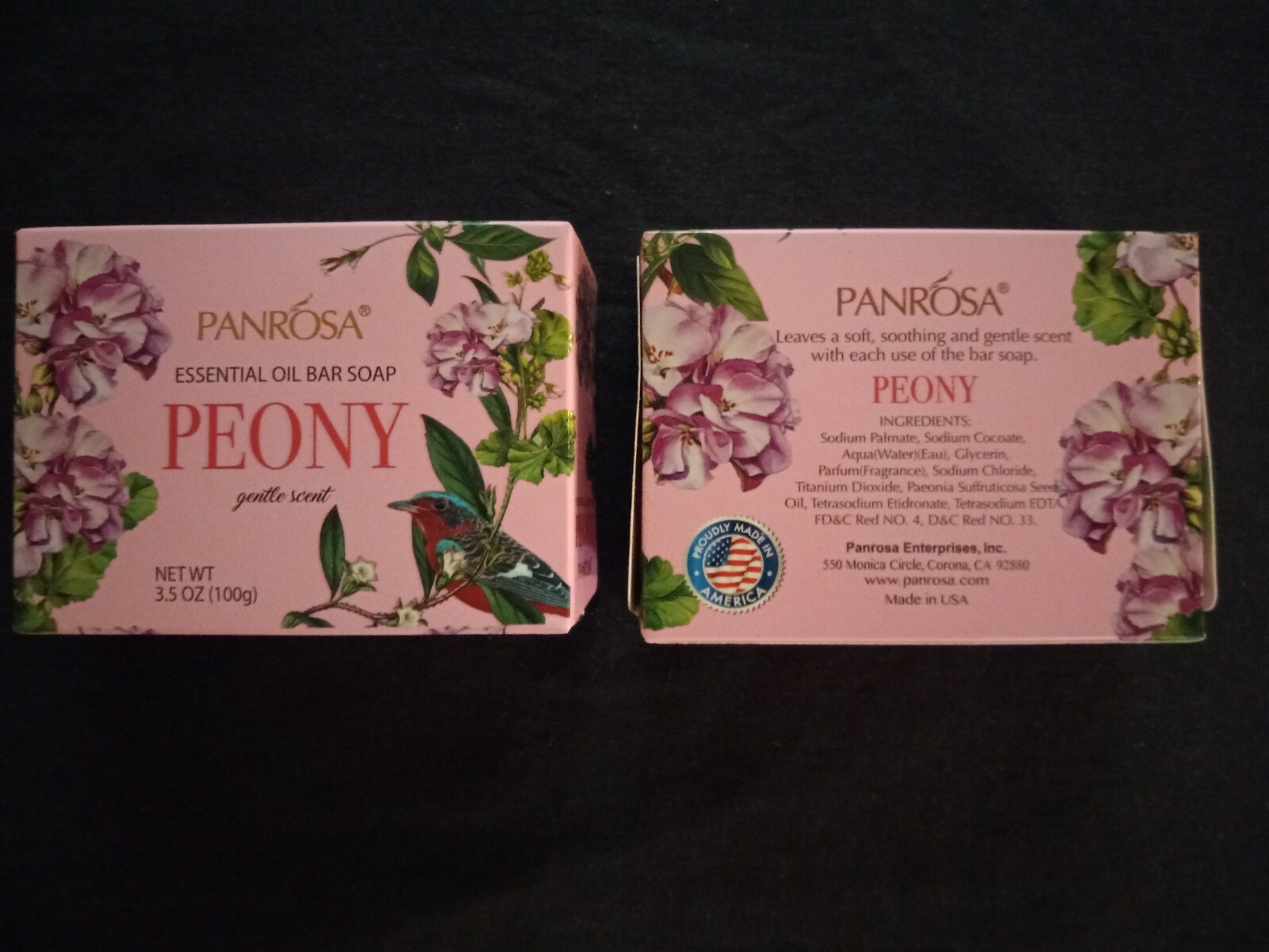 2 bars Decorative Essential oil lightly scented bar soap, 3.5oz Peony USA made