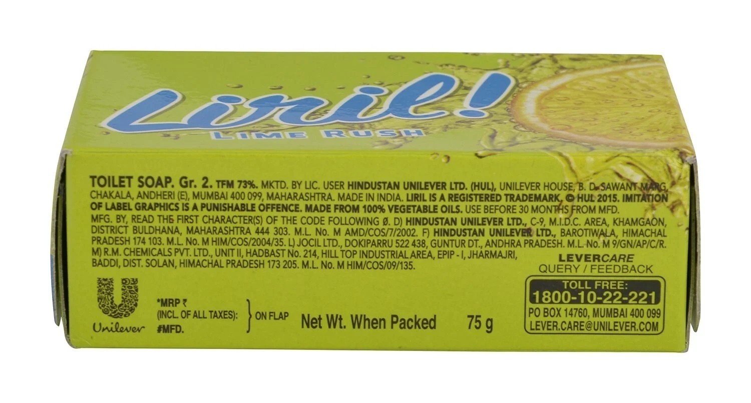 8 X Liril Lime Soap Bar, Fresh & Clean Skin – 75 Gram